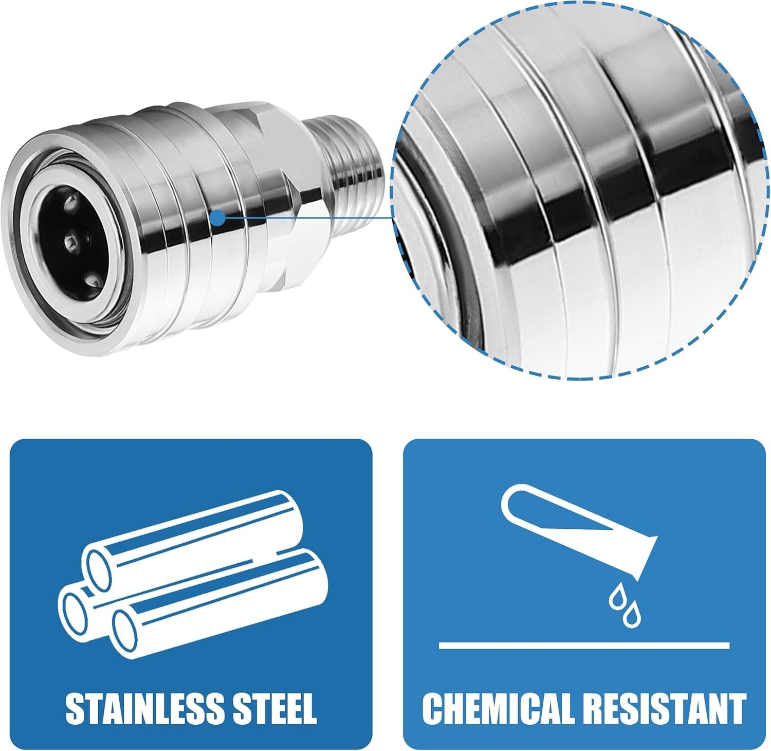 Stainless Steel 1/4″ Quick Connect Fittings for Pressure Washers – Set of 2, …