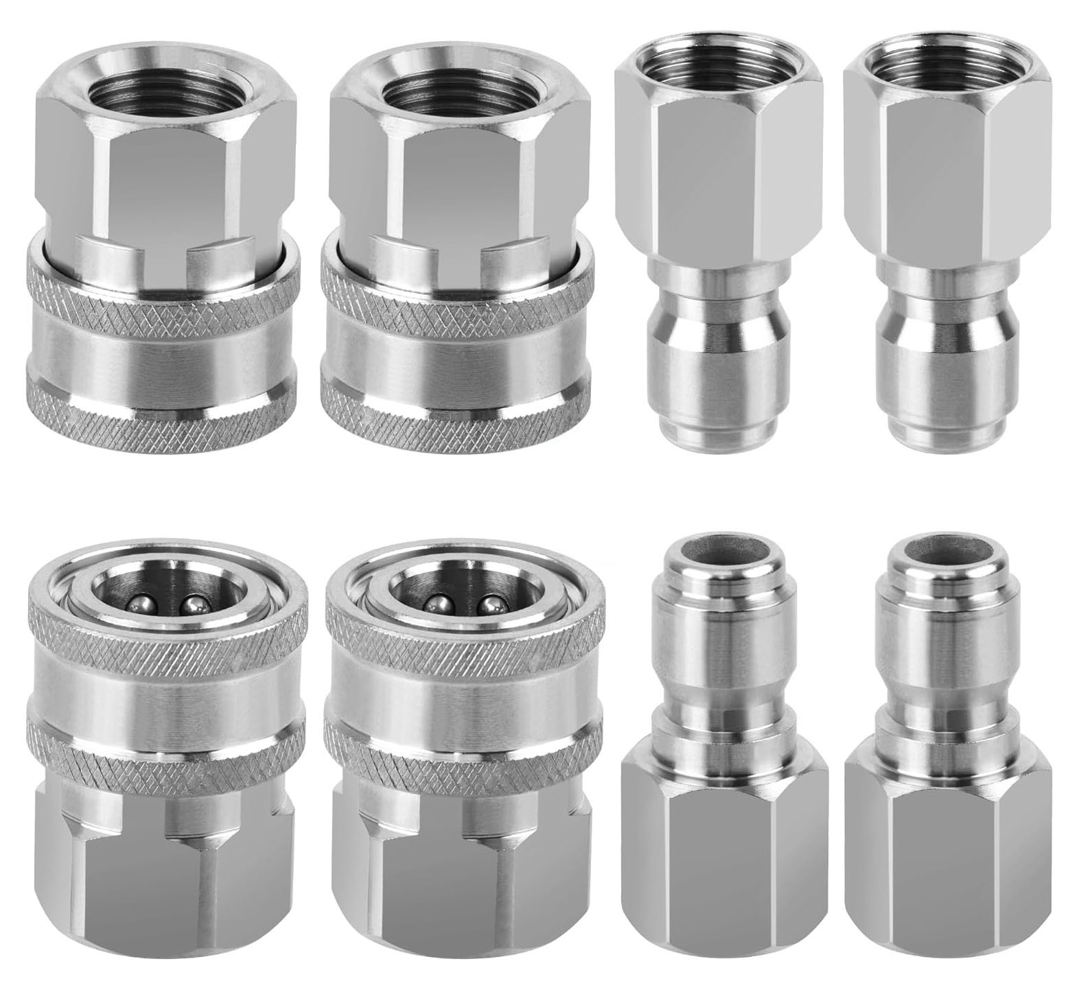 4Pcs NPT 3/8 Inch Stainless Steel Male and Female Quick Connector Kit Pressure
