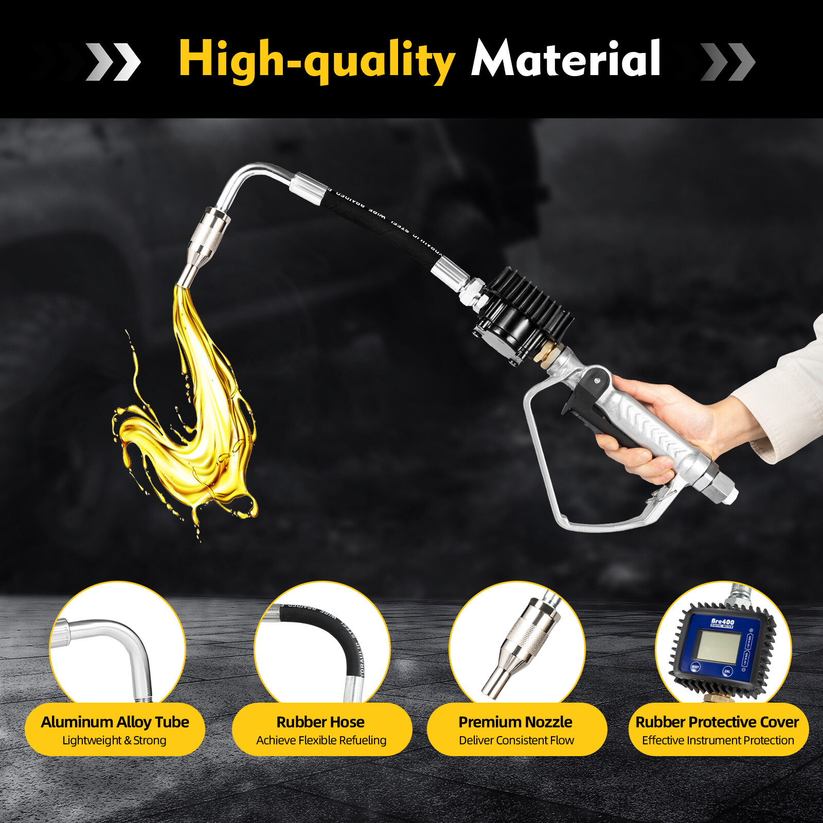 Digital Filling Oil Meter Dispenser Gun With 1/2″ Flexible Hose And Manual Tip