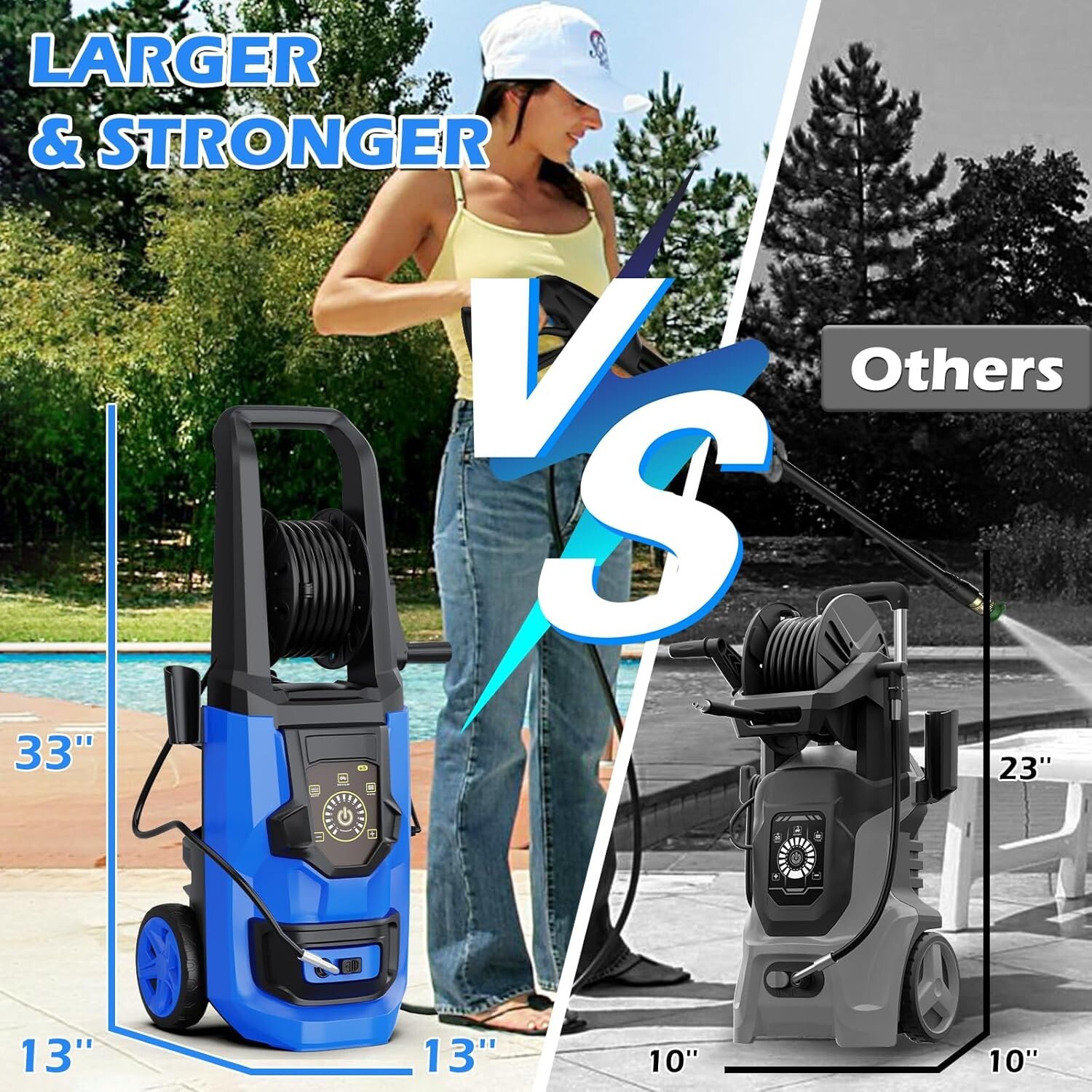 1600PSI Electric Pressure Washer – Power Washer with Soap Tank & 4 Nozzles