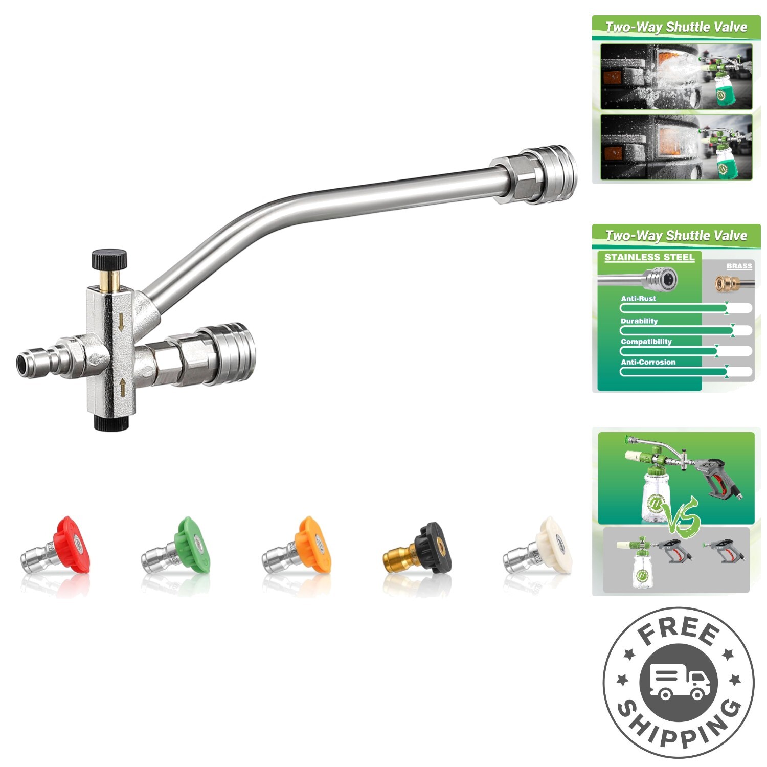 Efficient Dual-Lance Pressure Washer Wand: Switch Between Foam & Water Easily