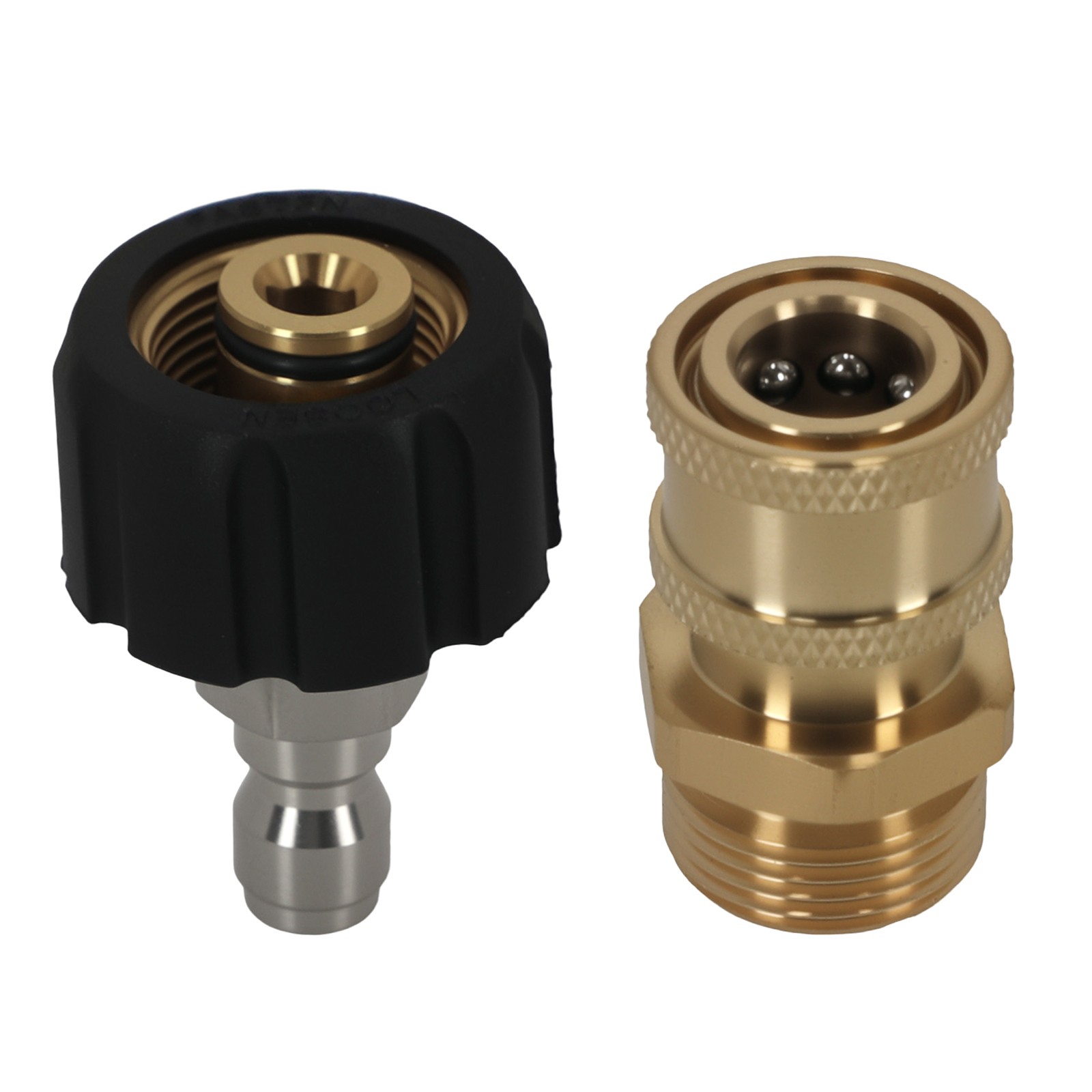 Brass M22 to 1/4in Quick Connect Adapter for Pressure Washer Gun 5000 PSI 2Pcs