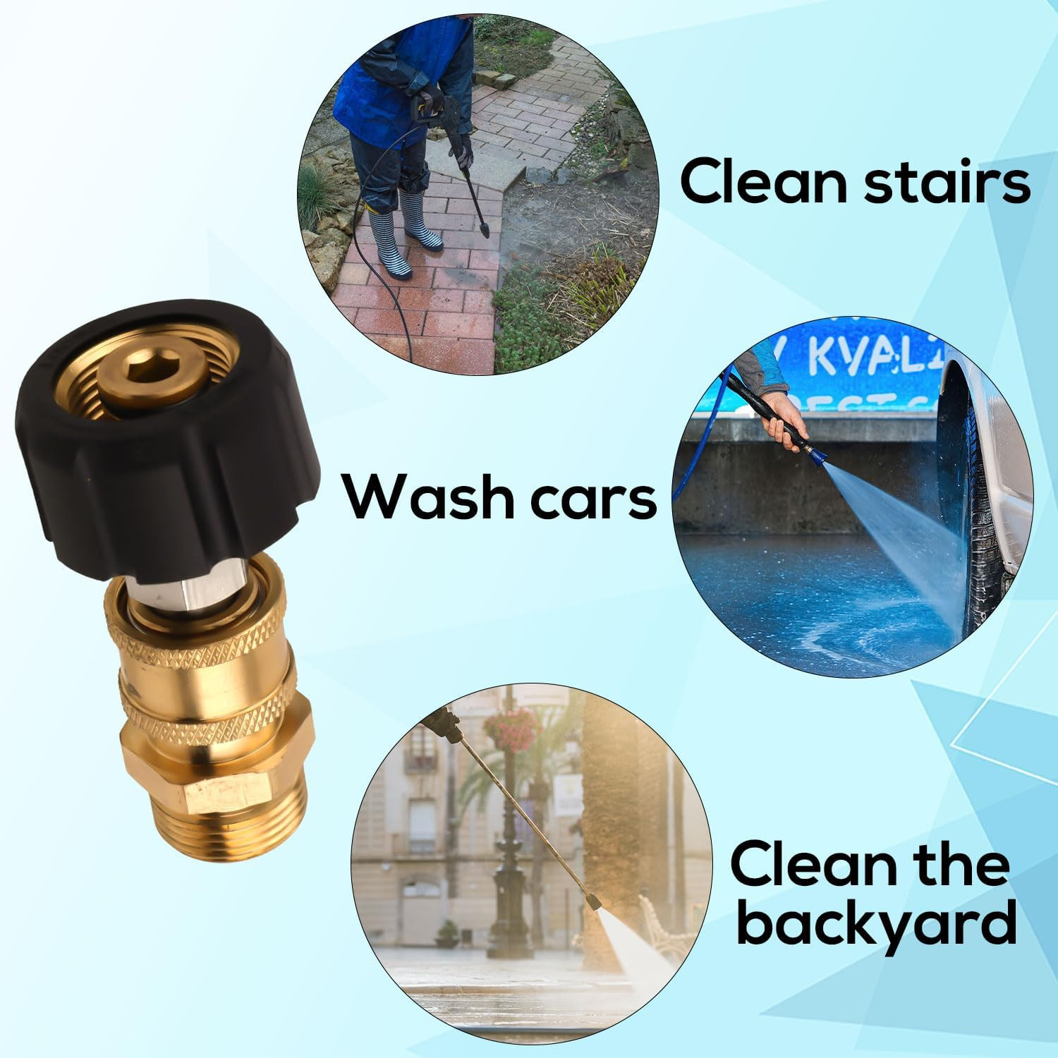 Pressure Washer Adapter Set – M22 to 1/4″ Quick Connect Fittings 2Pcs