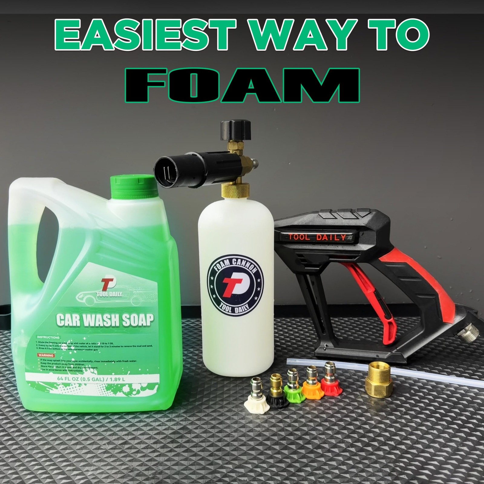Short Pressure Washer Gun with Foam Cannon, Car Wash Soap 64 Oz, 5 Power Wash…