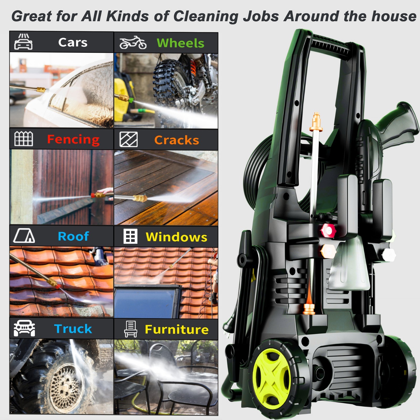 High Pressure Washer 4300PSI 2.8GPM with 4 Quick Connect Nozzles
