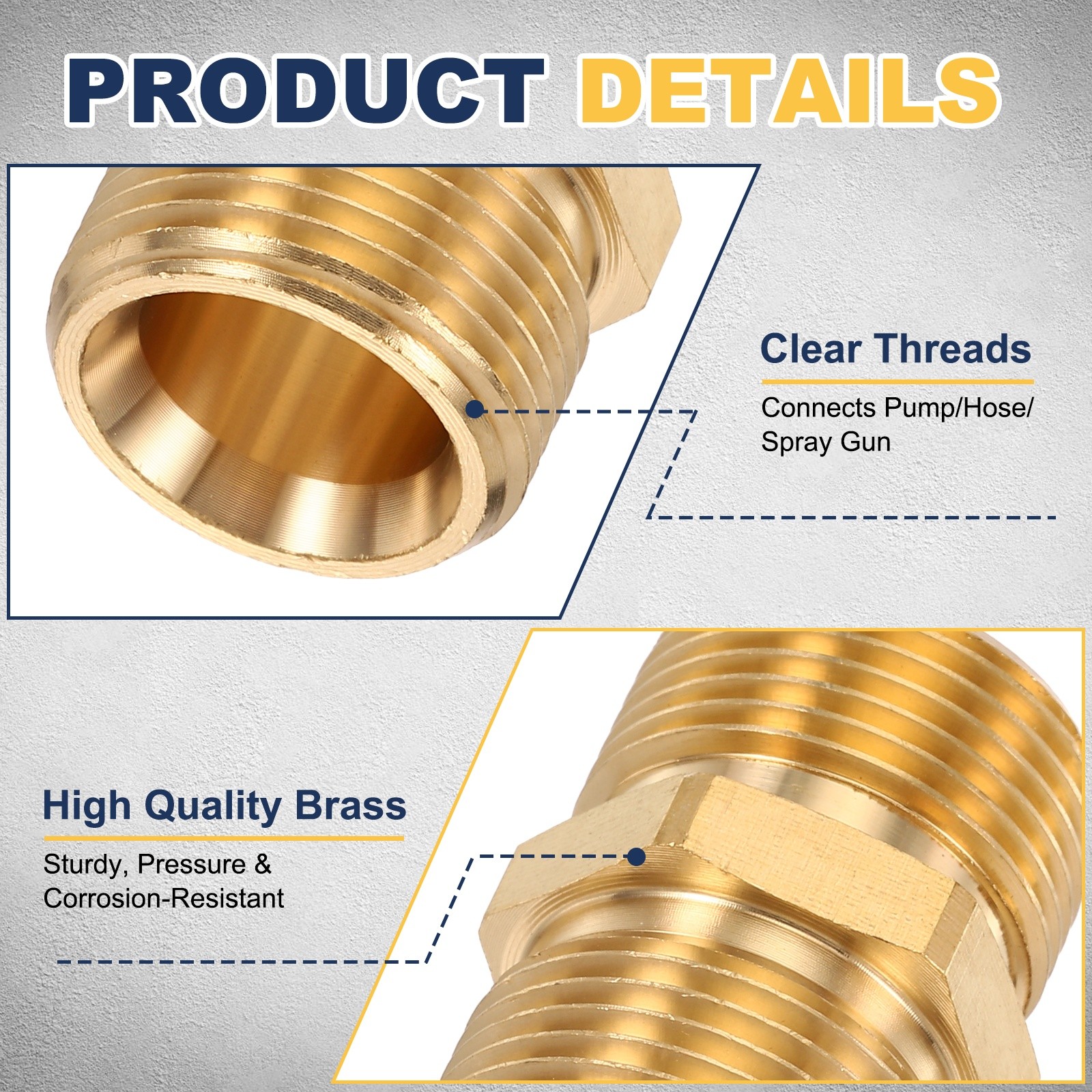 M22 14mm Male to M22 14mm Male Brass Fittings Pressure Washer Adapter with Tape