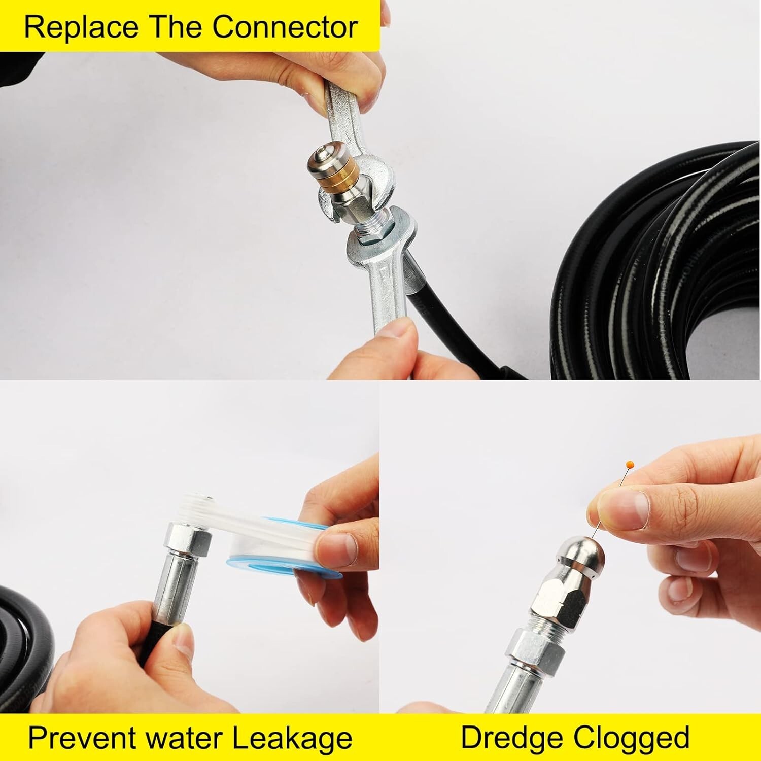 100FT Sewer Jetter Kit for Pressure Washer 4000PSI Drain Cleaner Hose 1/4 Inch