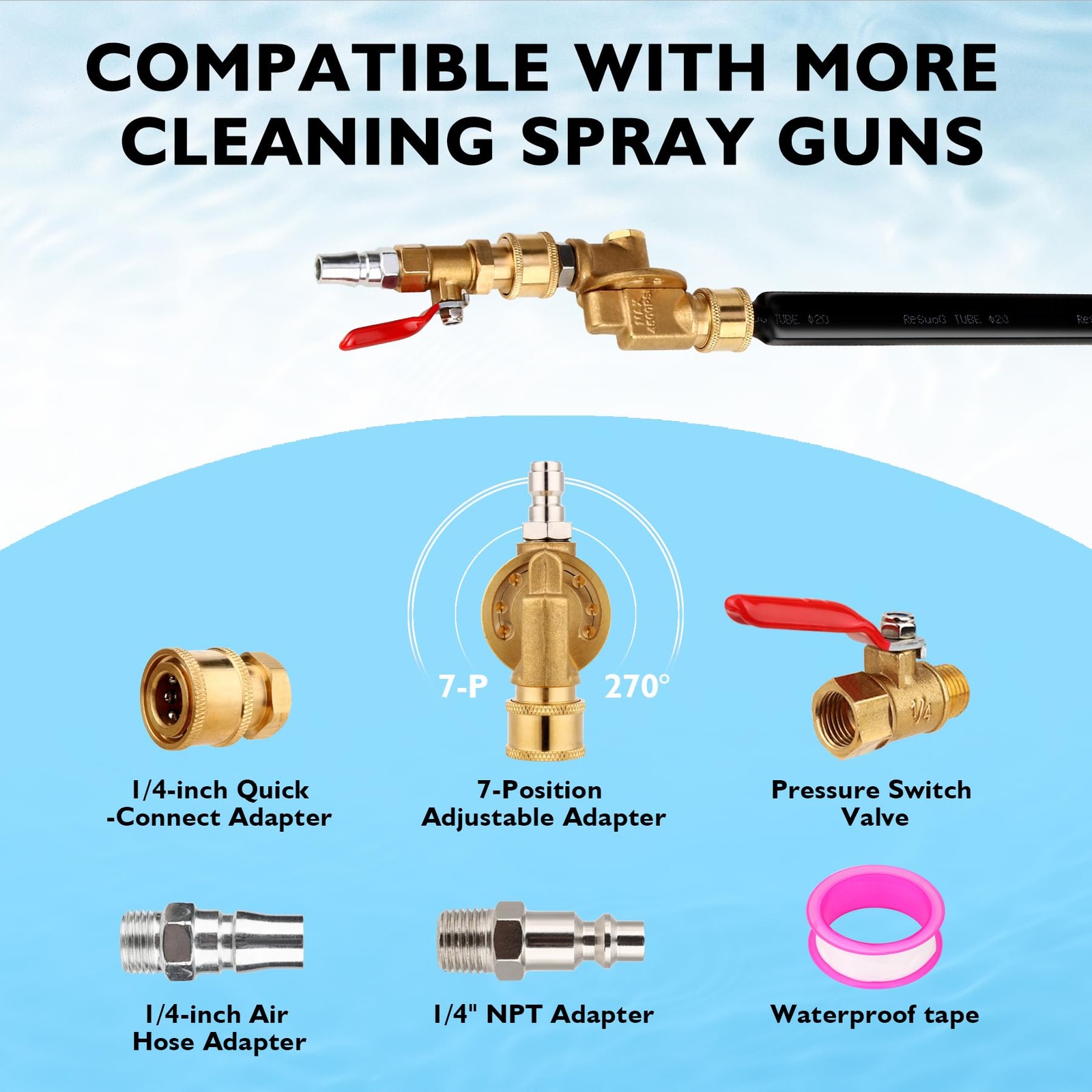 48″ and 24″ Radiator Cleaning Wand Set, 8 Nozzle Tips Pressure Washer Wand wi…