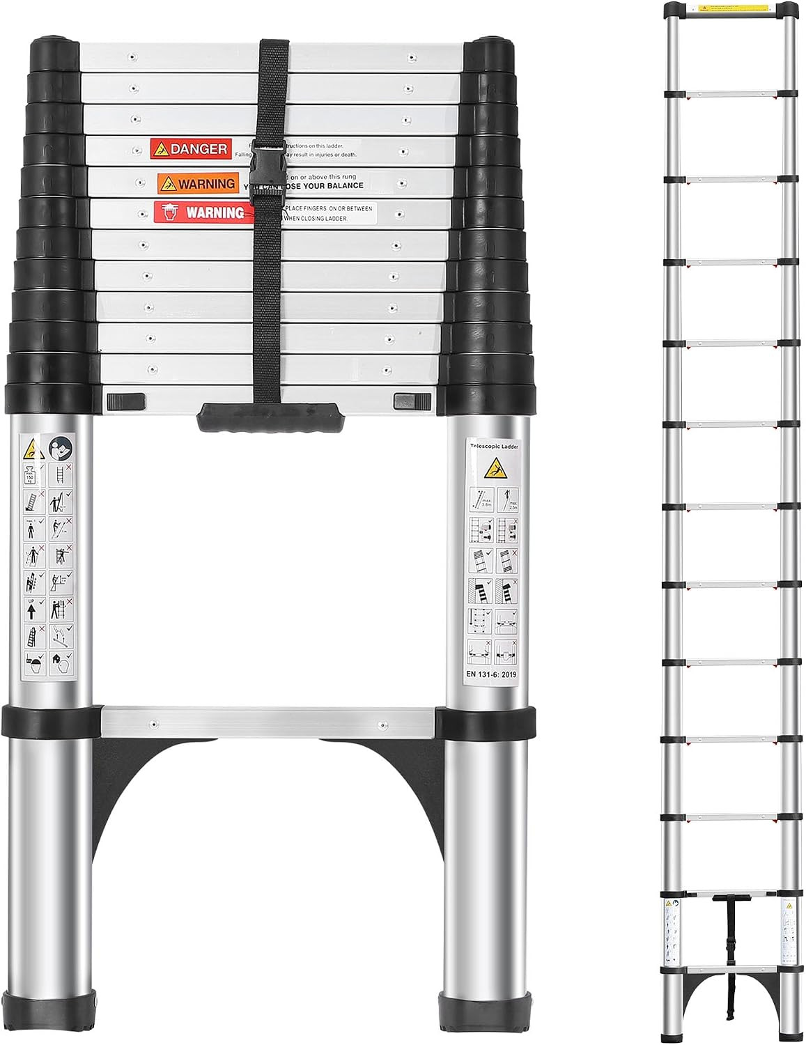 Telescoping Ladders, 12.5 FT Lightweight Extension Collapsible Ladder, Heavy Dut