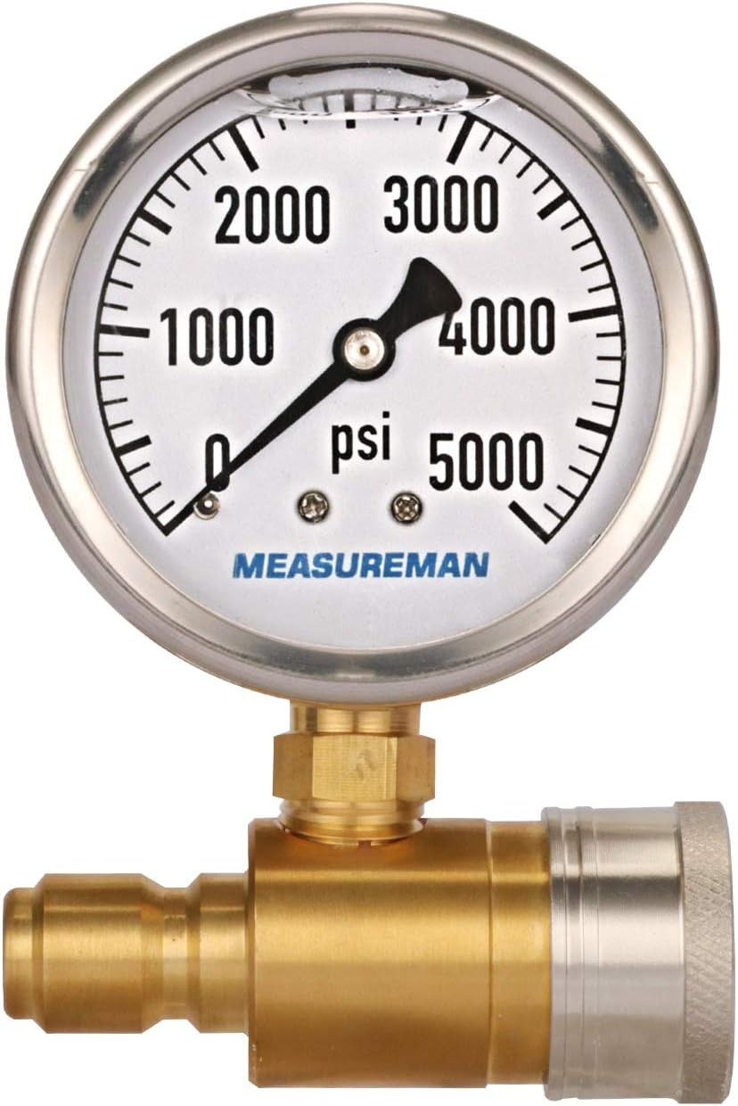 2-1/2″ Pressure Washer Pressure Gauge Kit 3/8 Inch Quick Connect 0-5000 PSI Glyc
