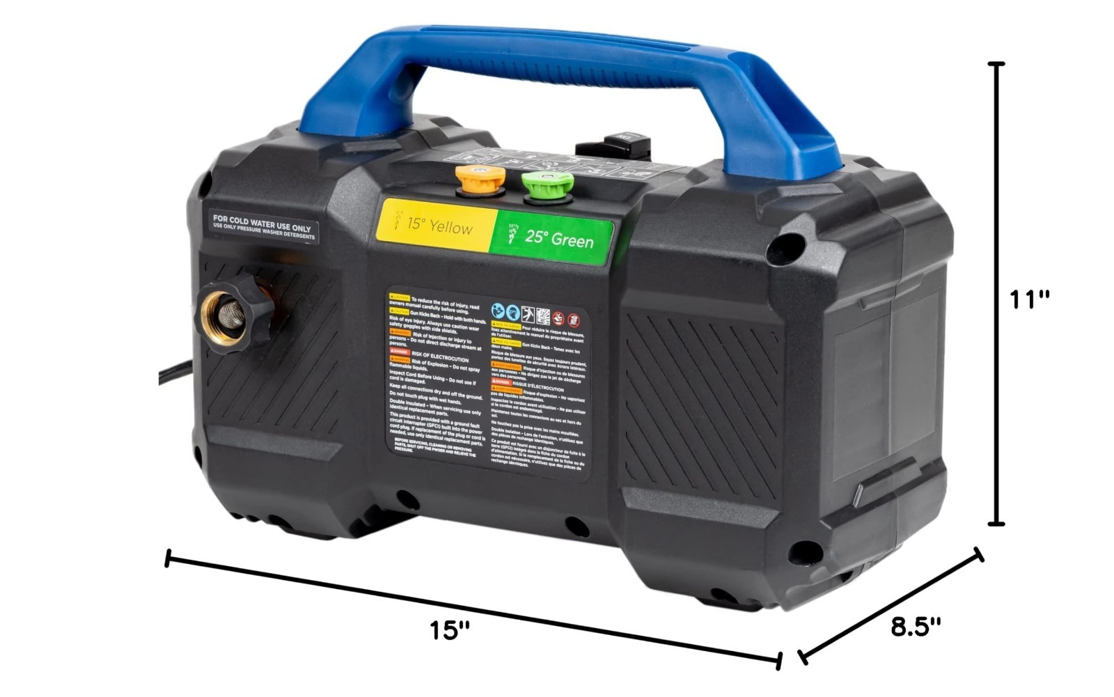 Electric Pressure Washer 2100 PSI 1.76 GPM, Foam Cannon, 3 Nozzle Set, Portable