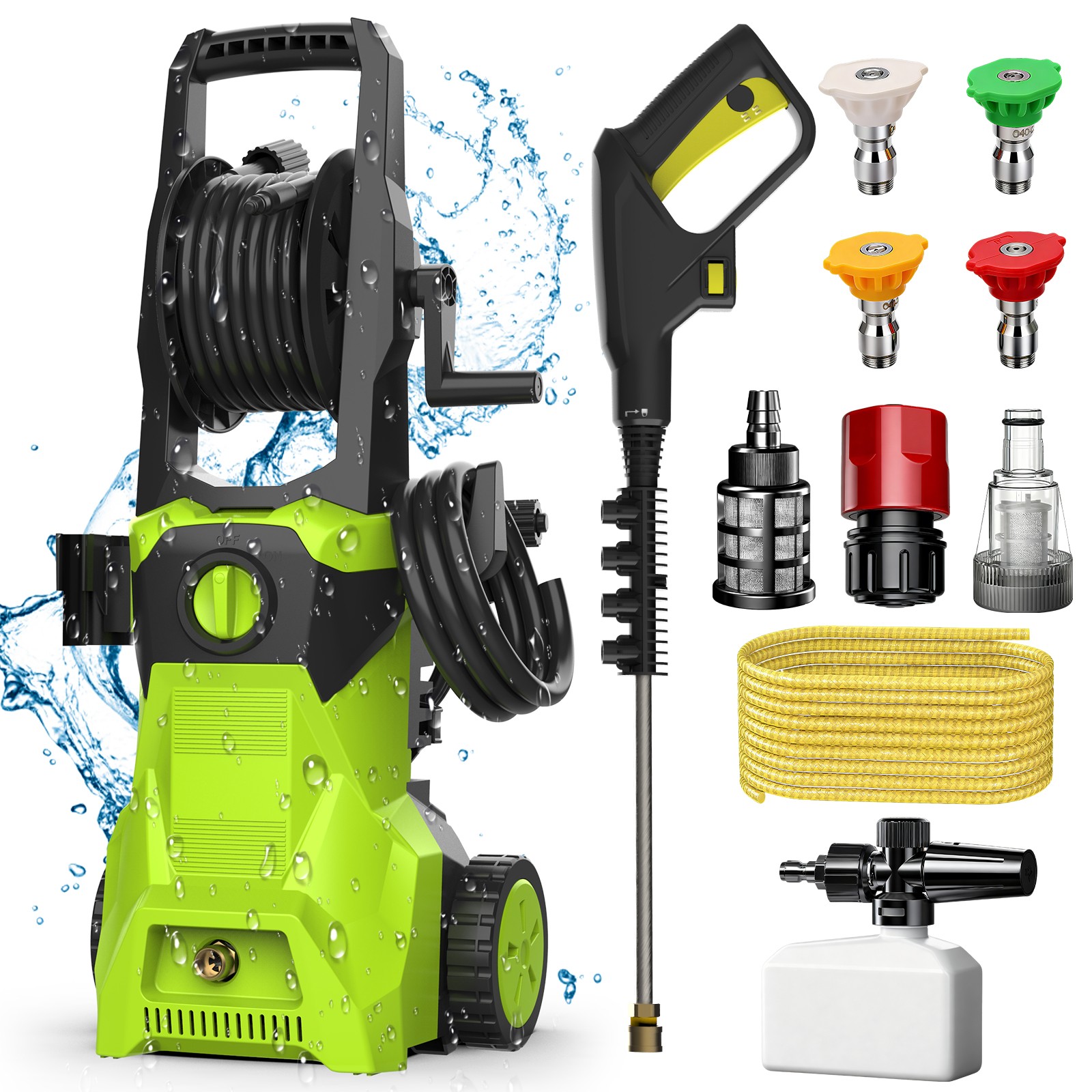 Upgraded 5000PSI High Pressure Water Spray Gun Car Cleaning Washer w/ 4 Nozzles