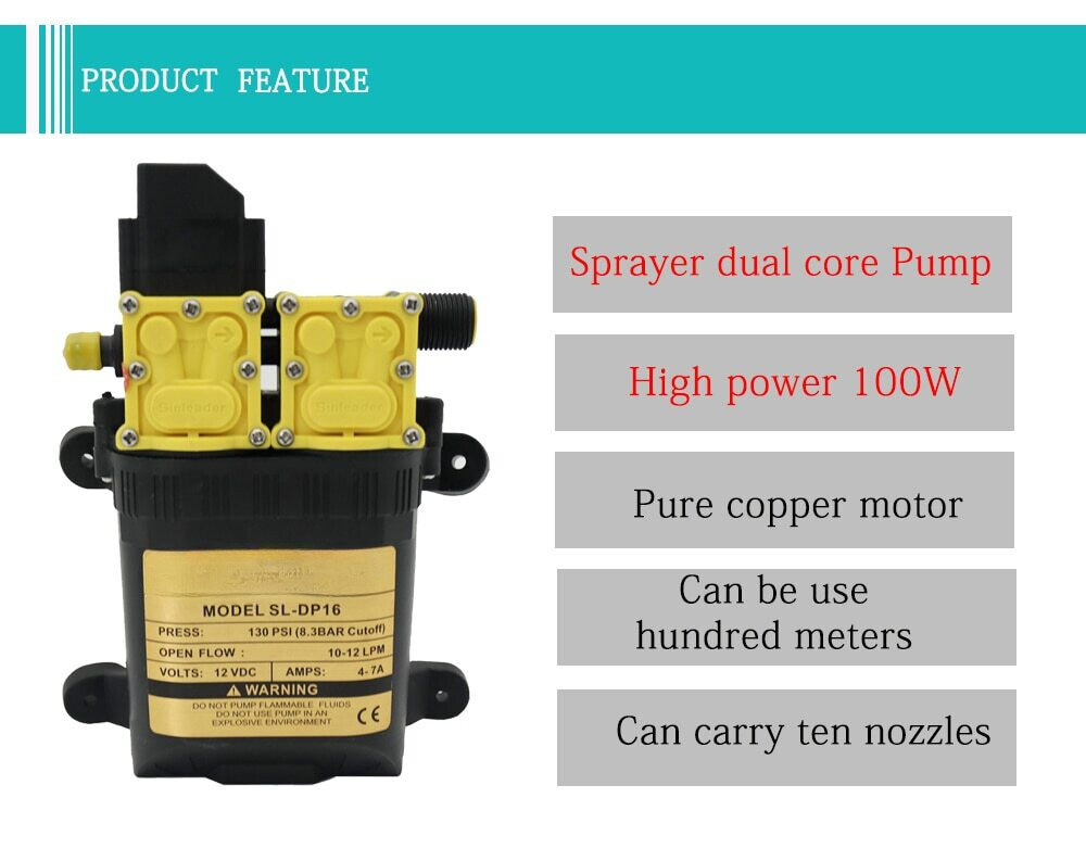 12v 9l/min Agricultural Electric Water Pump Dual power pump Micro High Pressure