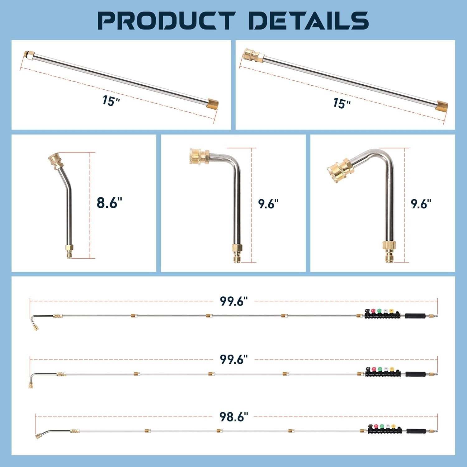 Complete Pressure Washer Extension Set: 9 Wands, 4000 PSI for Ultimate Cleaning