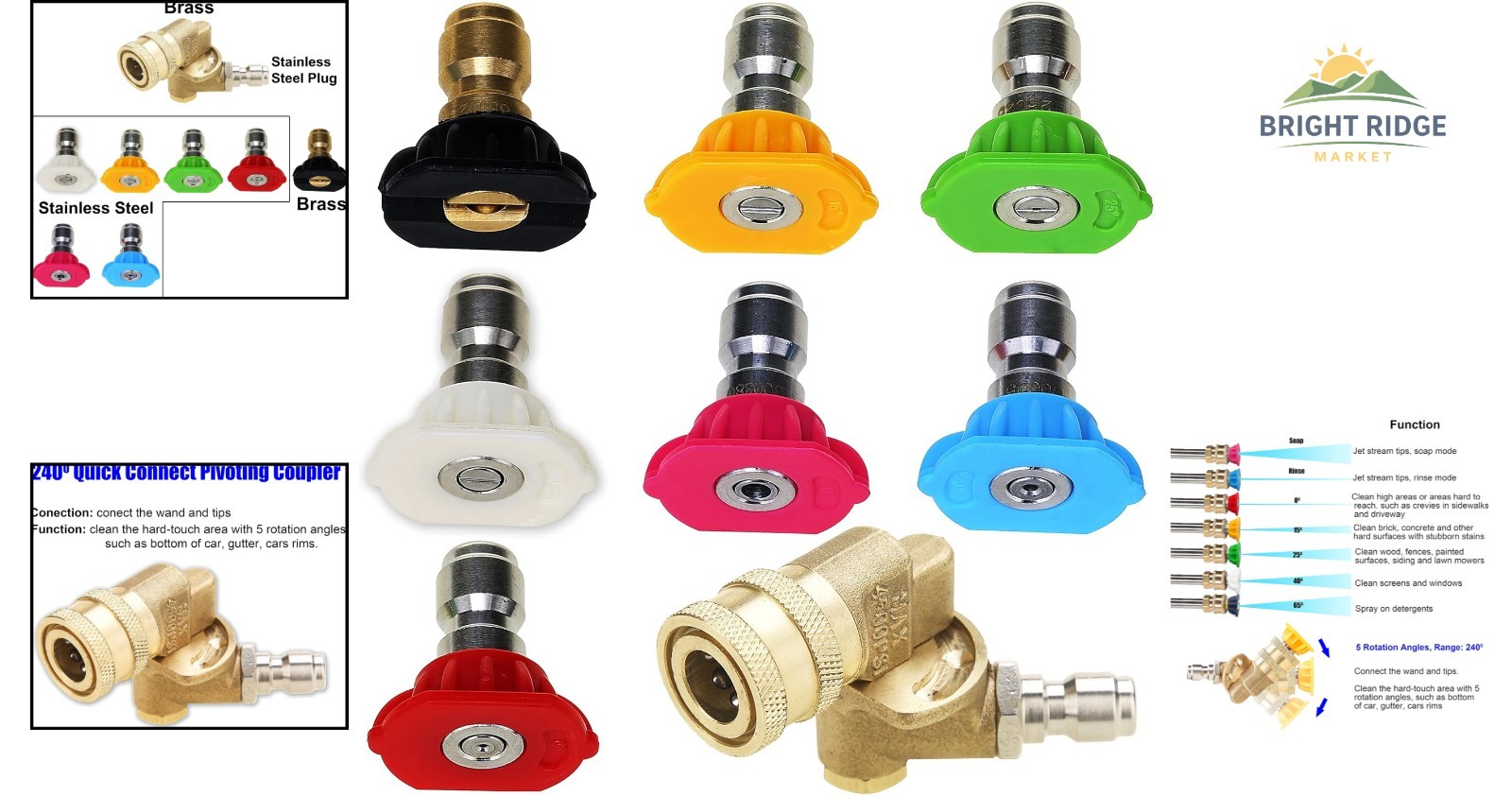 High-Pressure Washer Accessory Set with 7 Nozzles and Quick Connect Coupler