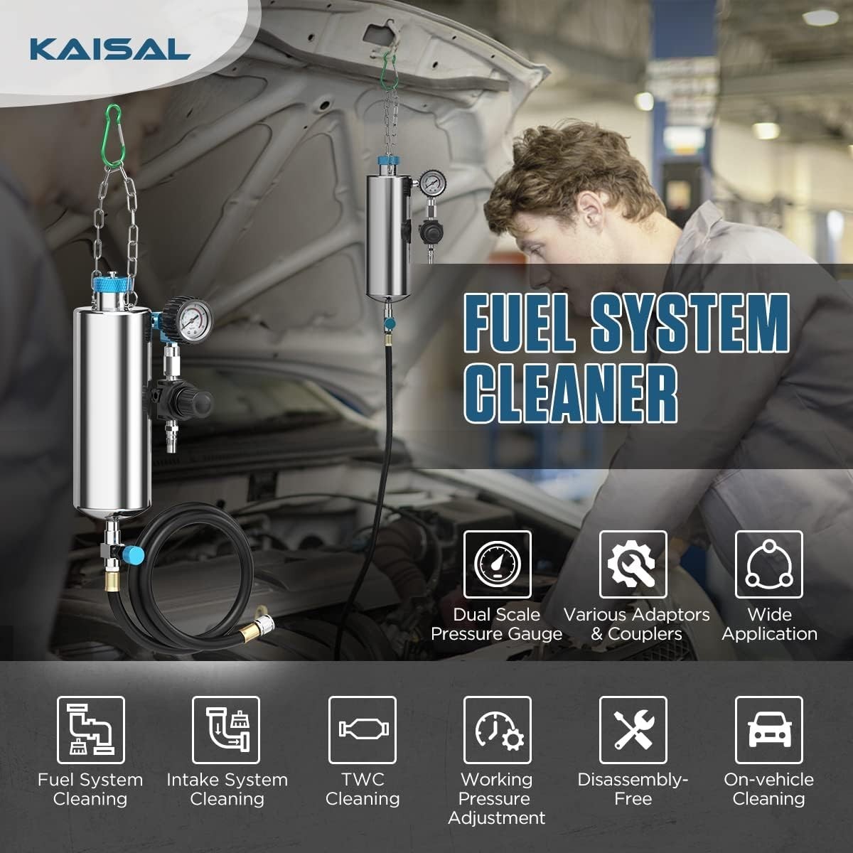 Fuel Injector Cleaner Tool Kit 1000ML 150PSI Disassembly-Free Fuel Injection Sys