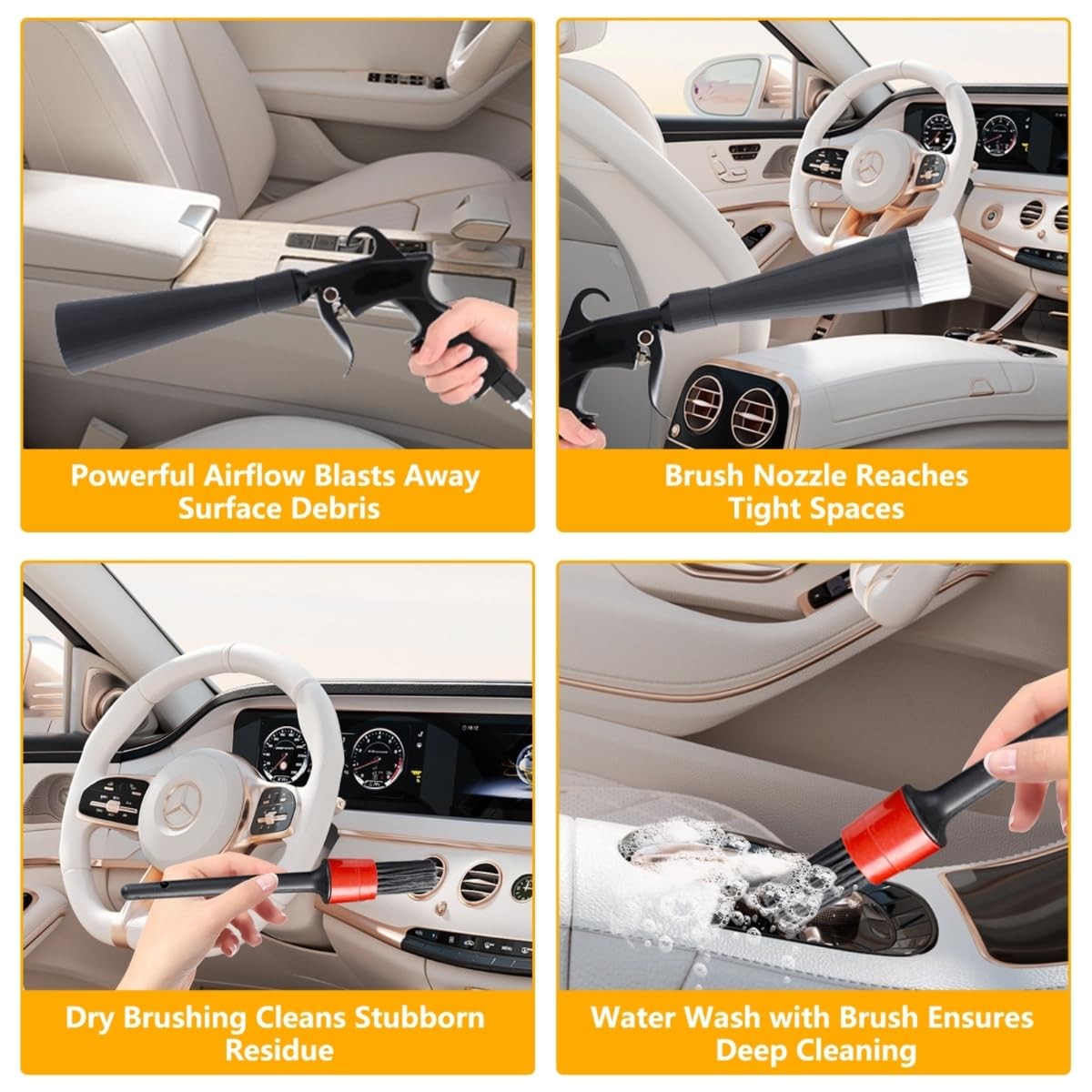 Tornado High Pressure Blower Detailing Car Cleaning Air Drying Gun Kit W/ Nozzle