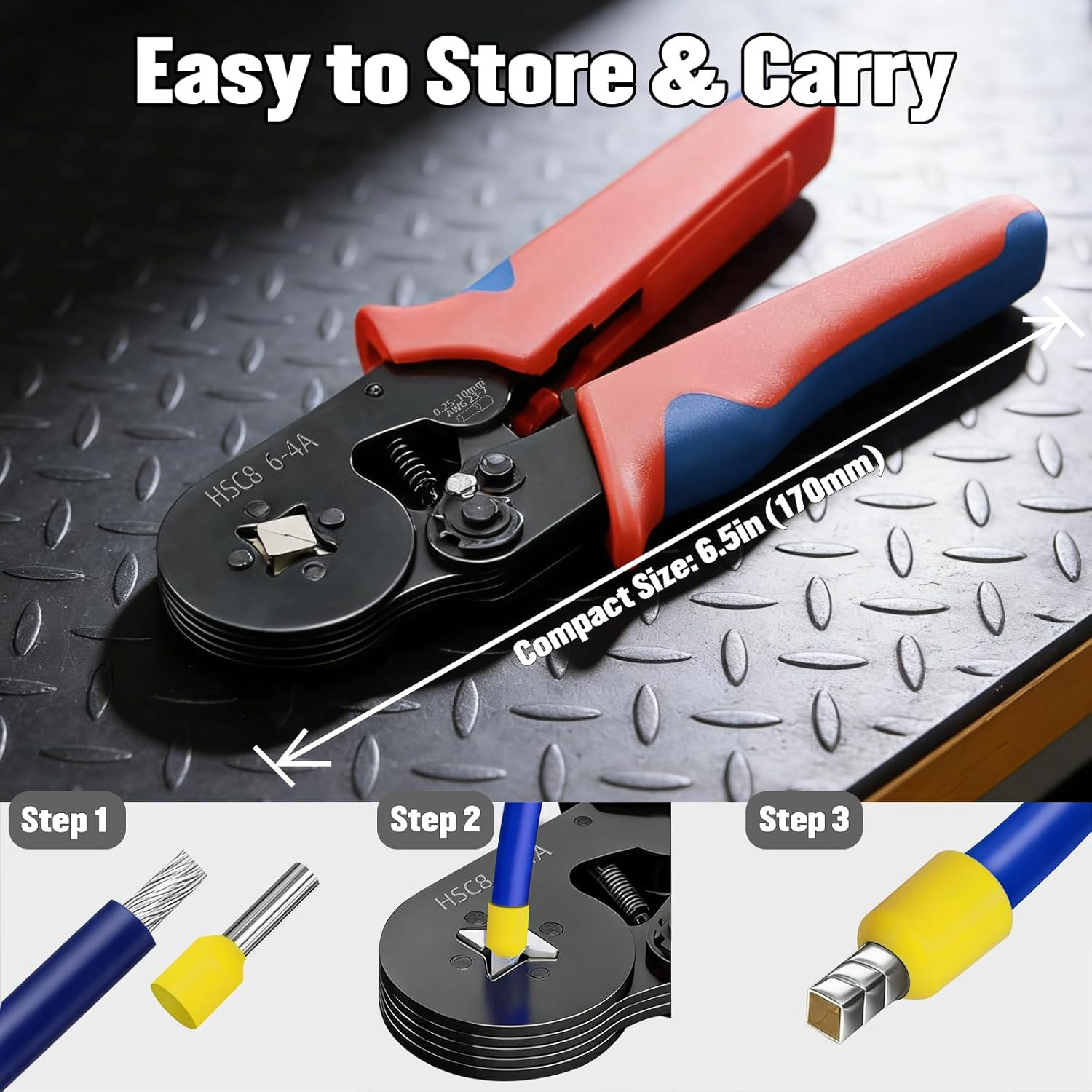 Ferrule Crimping Tool Kit with 1800PCS Wire Ferrules and Ratchet Crimper