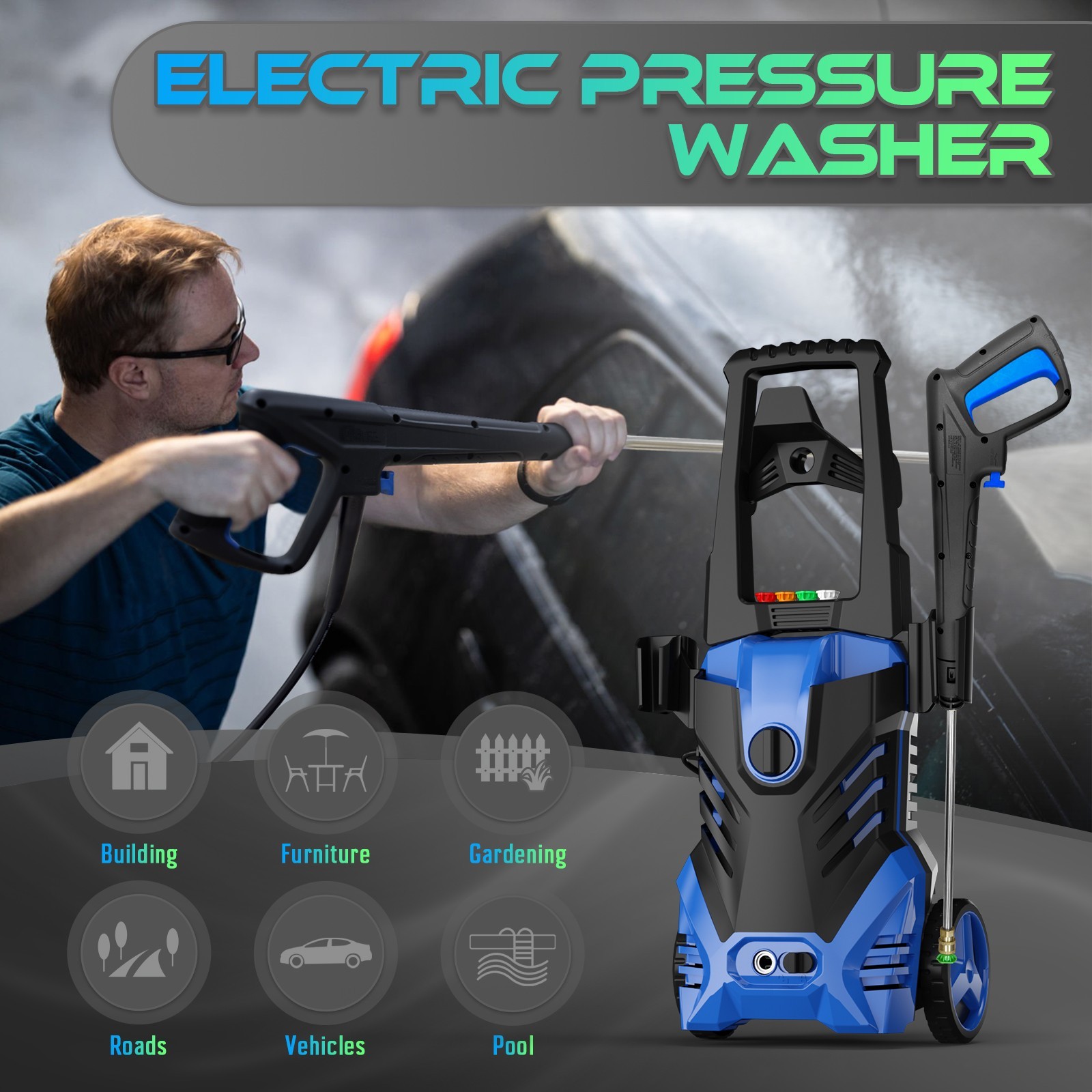 Pressure Washer 4200PSI 2.5GPM, Steel Lance, 500ML Foam Cannon, for Driveway