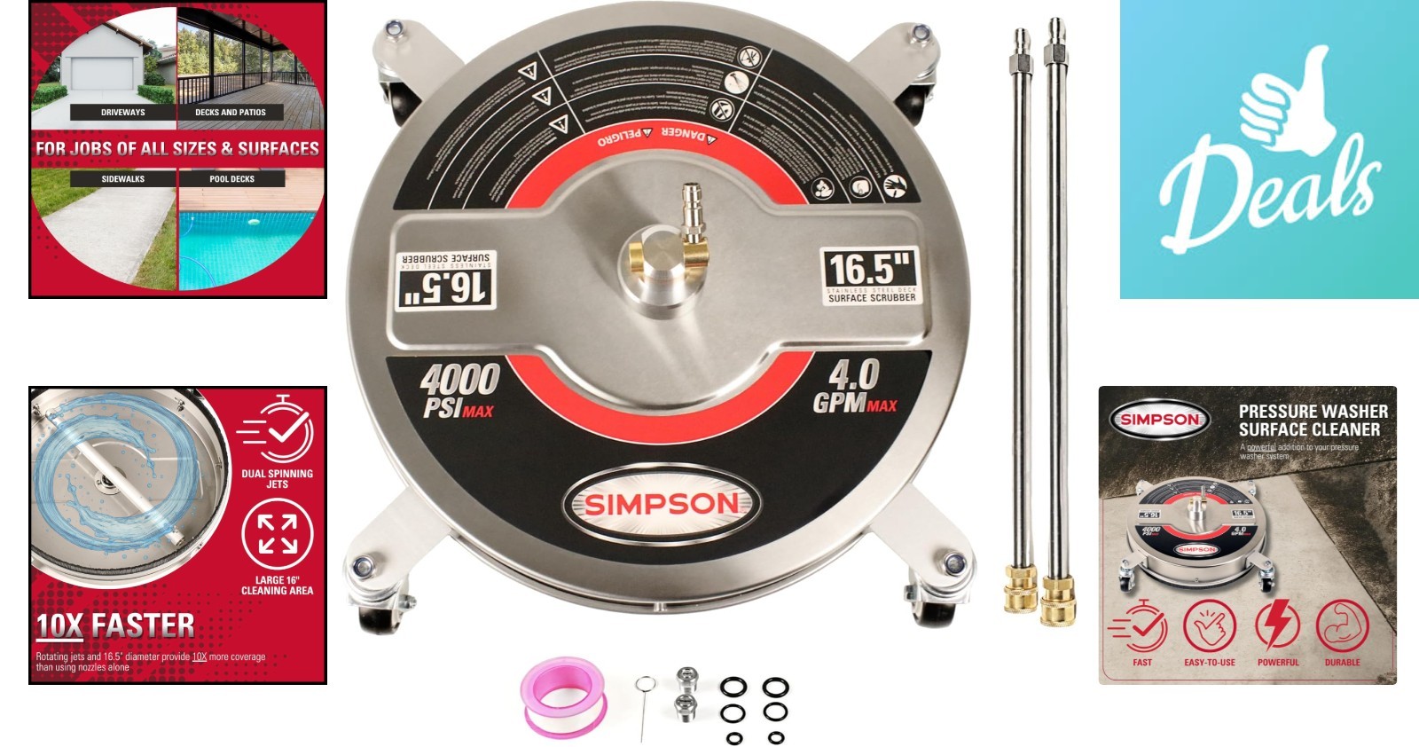 Ultimate 16.5 Inch Stainless Steel Surface Cleaner – 10X Coverage & Fast Results