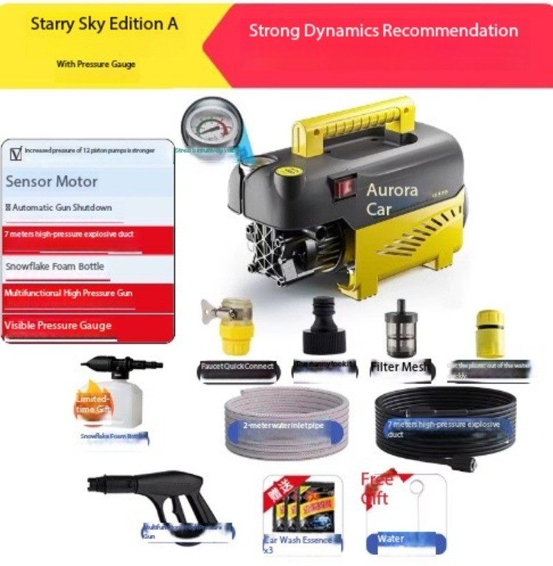 High-Pressure Portable 220V Household Cleaner with Water Gun and Pum