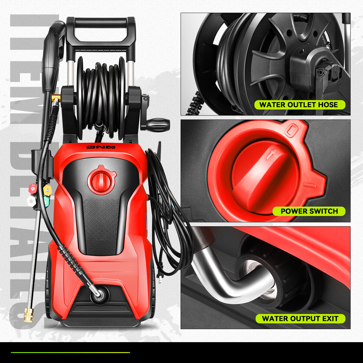 2176 PSI 2.4GPM High Pressure Power Washer Portable Electric Cleaner Machine