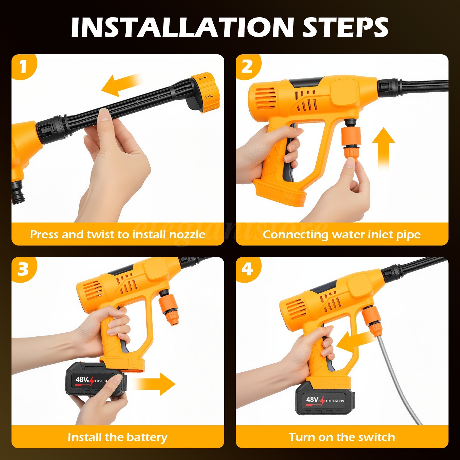 700-1160PSI Brushless Cordless Pressure Washer Rechargeable Car Garden Cleaner