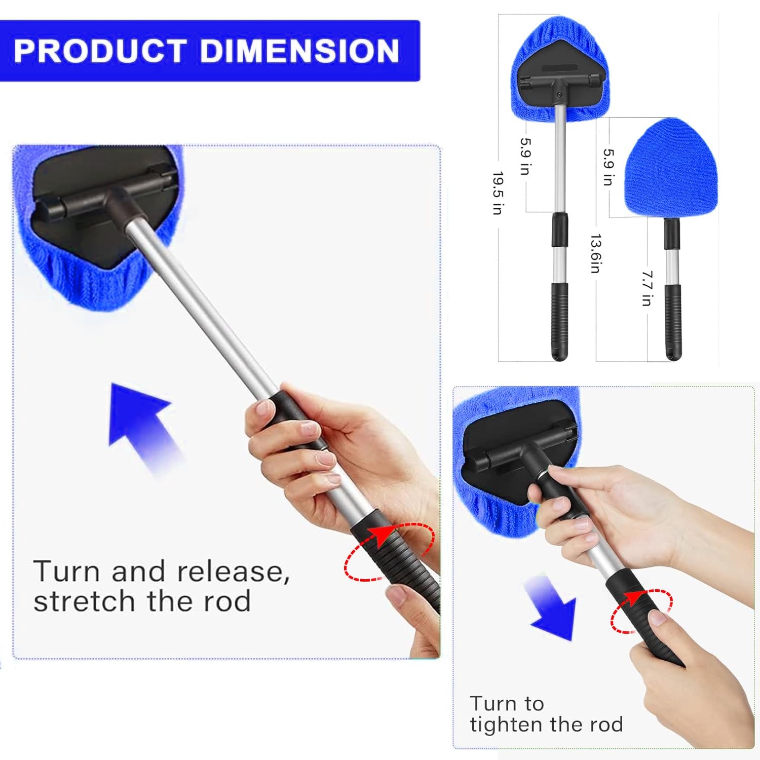 Windshield Cleaner, Car Cleaning Tool with 3 Reusable and Blue1