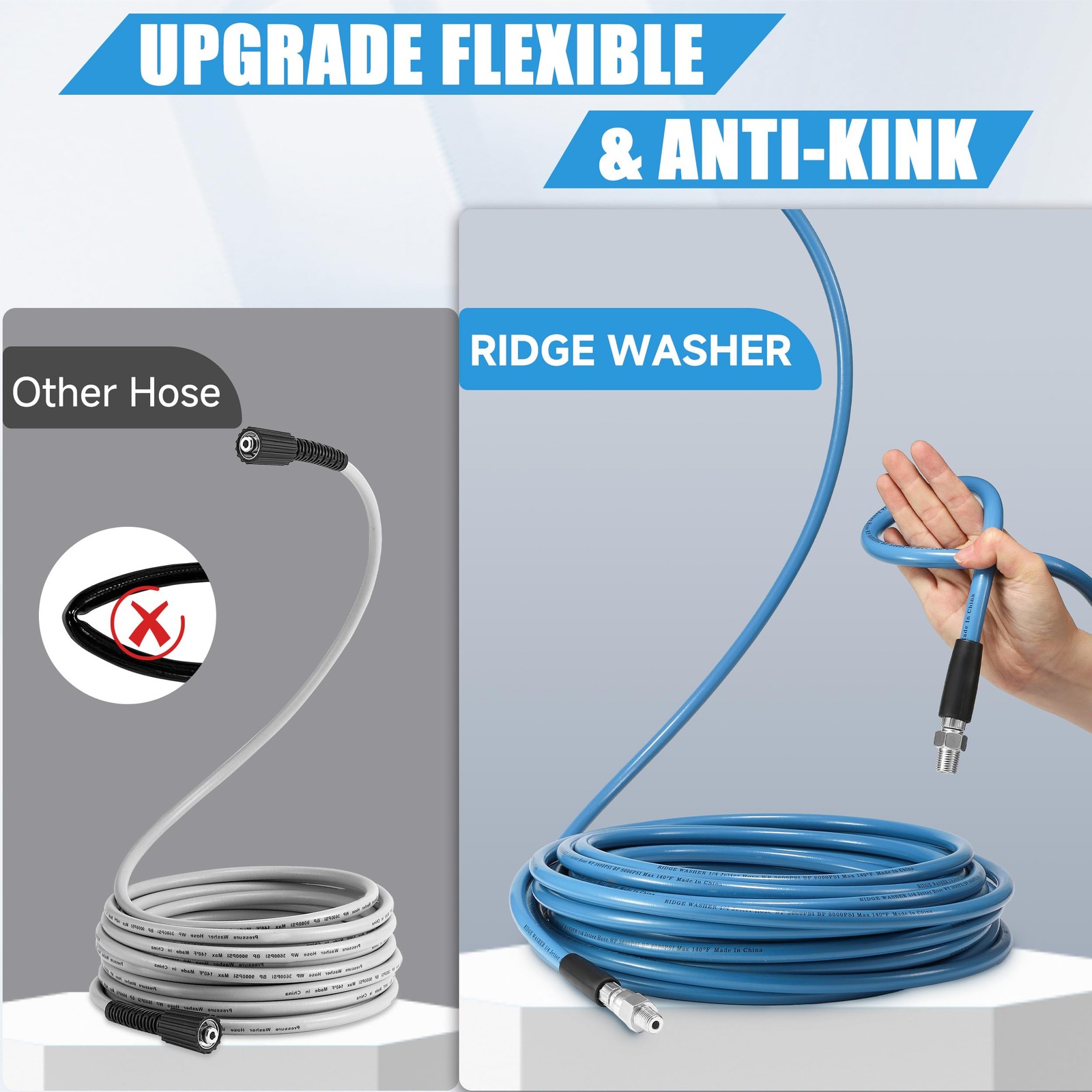 Sewer Jetter Kit for Pressure Washer 100FT, 3600 PSI Drain Cleaning Hose with…