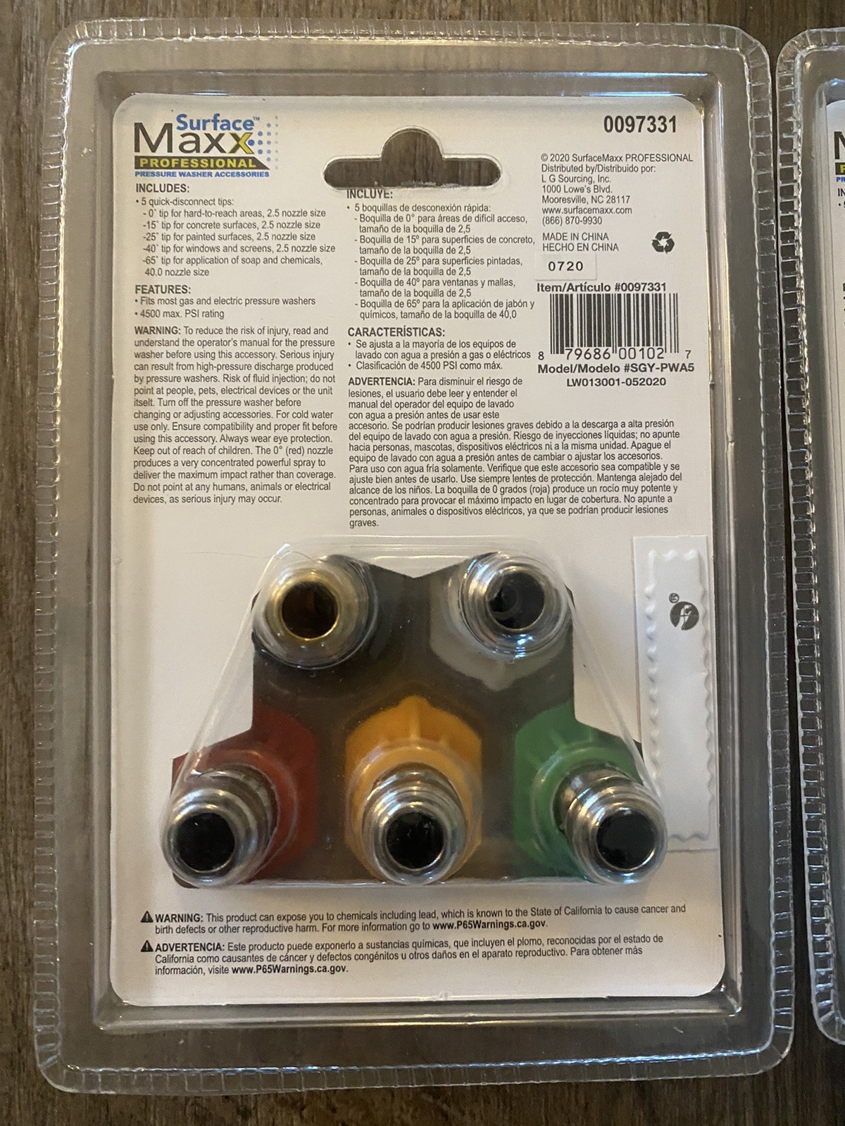 Pressure Washer Surface Maxx Professional Spray Tips 5 Pack Set Of 2 NEW