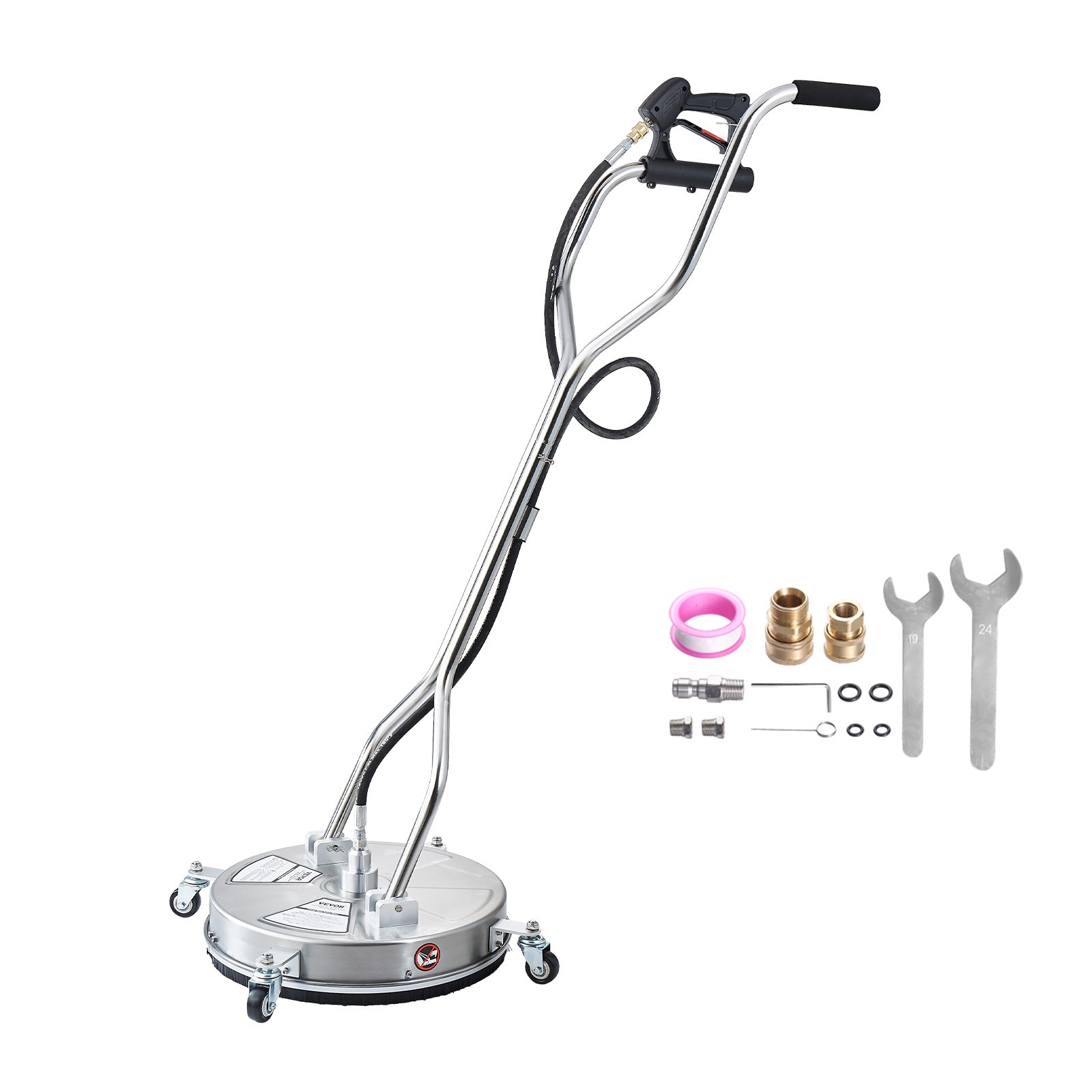 VEVOR 18″ Pressure Washer Surface Cleaner 4 Wheels Dual Handle 4000 Max PSI