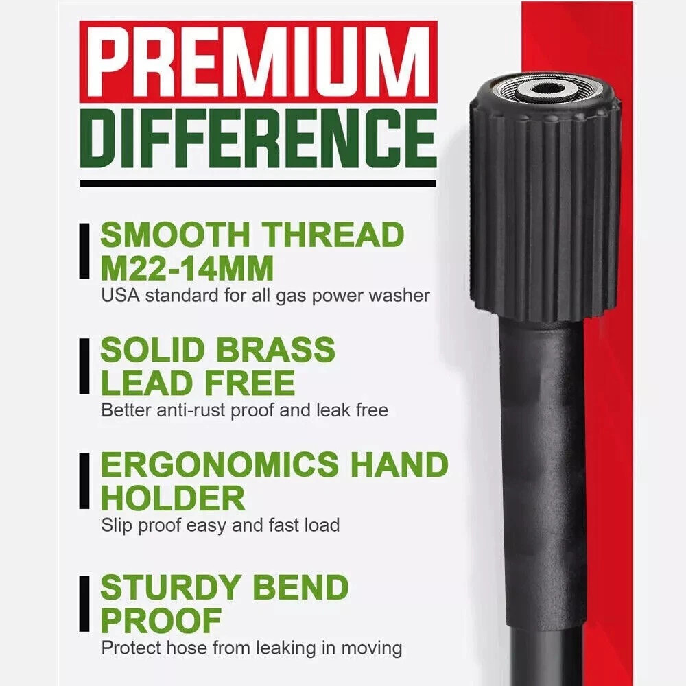 High Pressure Washer Hose 25/50/100FT 5800PSI M22 Power Washer Extension Hose