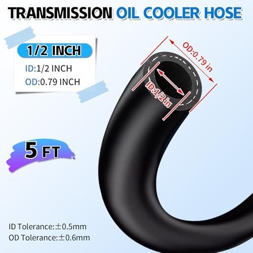 1/2 ID Transmission Oil Cooler Hose, 5FT Transmission Cooler Line for Power Stee