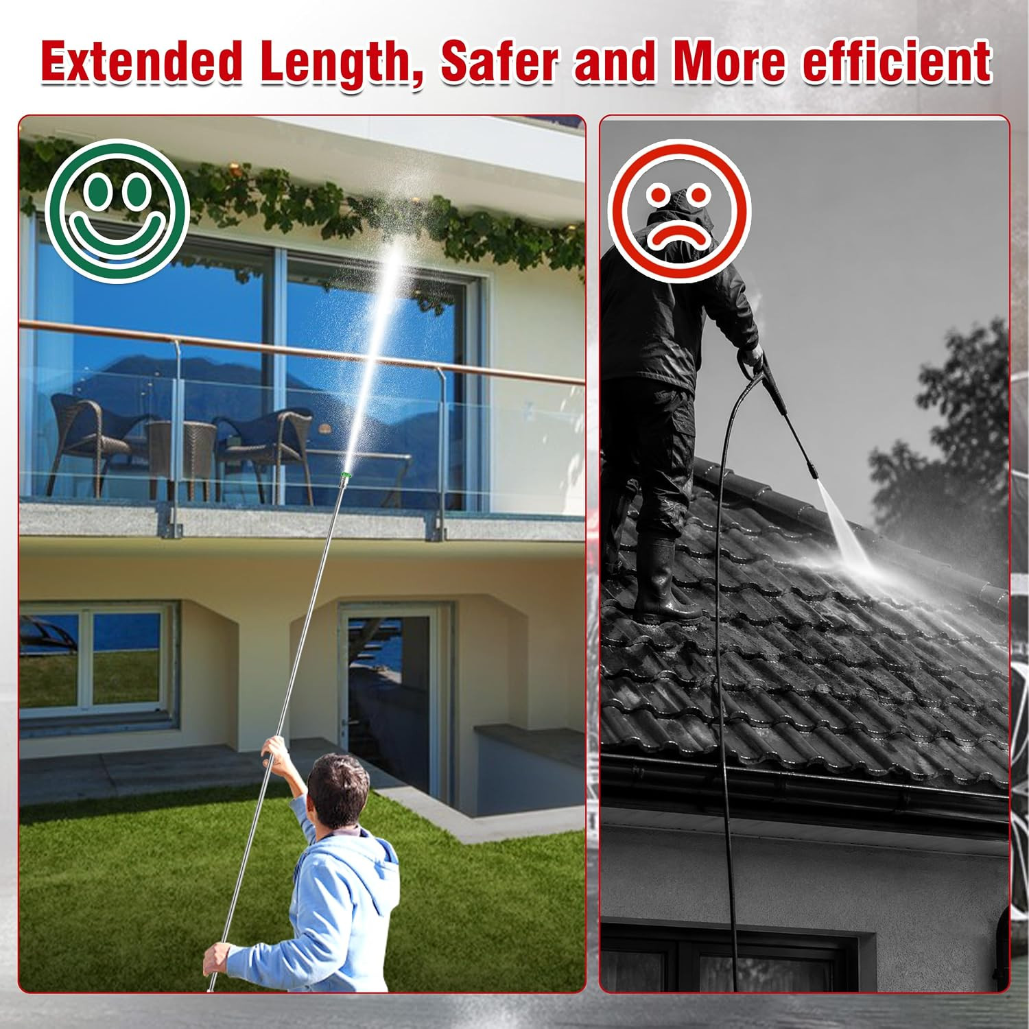 120″ Pressure Washer Extension Wand, Power Washer Extension Pole with 5 Nozzle T