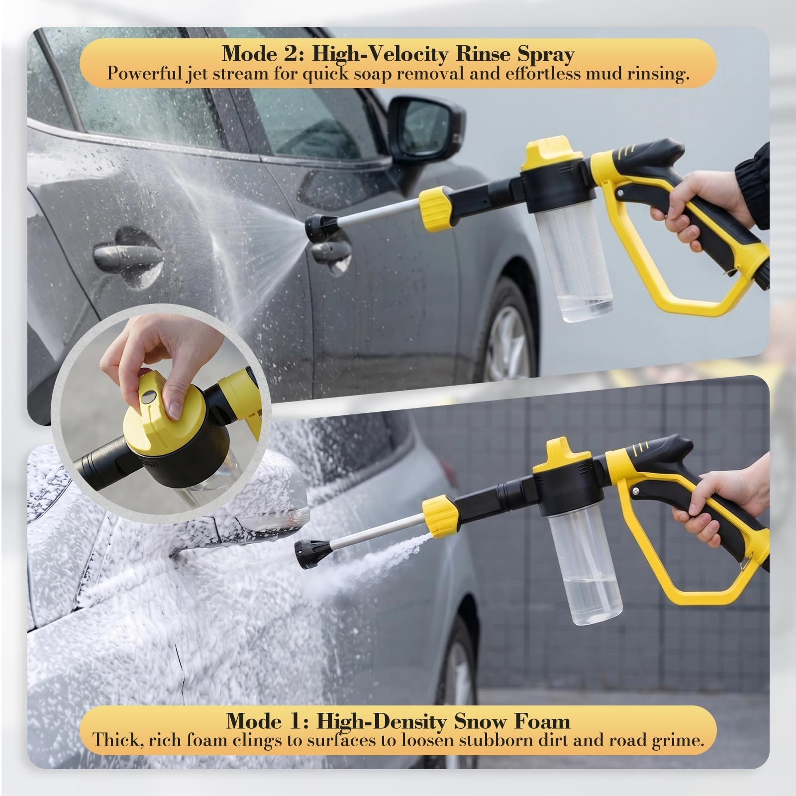 High Pressure Foam Gun for Garden Hose – 3 Spray Modes Car Wash Kit for Cars, Tr