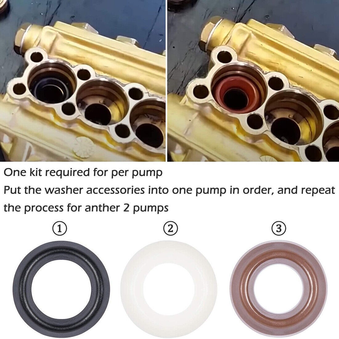 15MM Pressure Washer Pump Water Seal Repair kit Packing Kit for ZWD ZWDK Series
