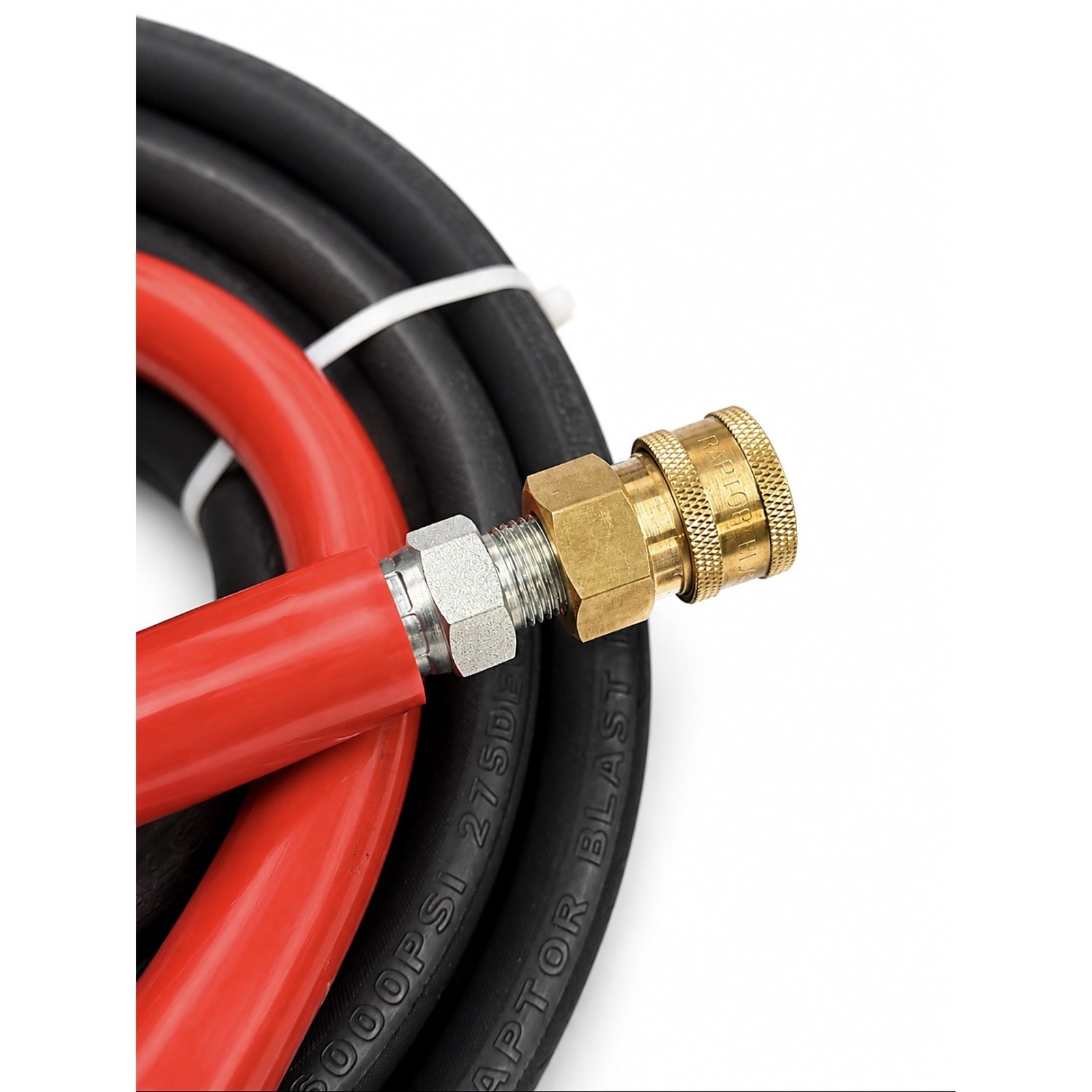 Raptor Blast 6000 PSI Pressure Washer Hose 3/8″ x 100ft Black 2-Wire Braid QC