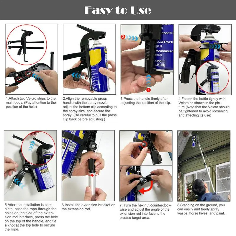 Spray Paint Can Holder Extender Adjustable Sprayer Extension Pole Adaptor Angle