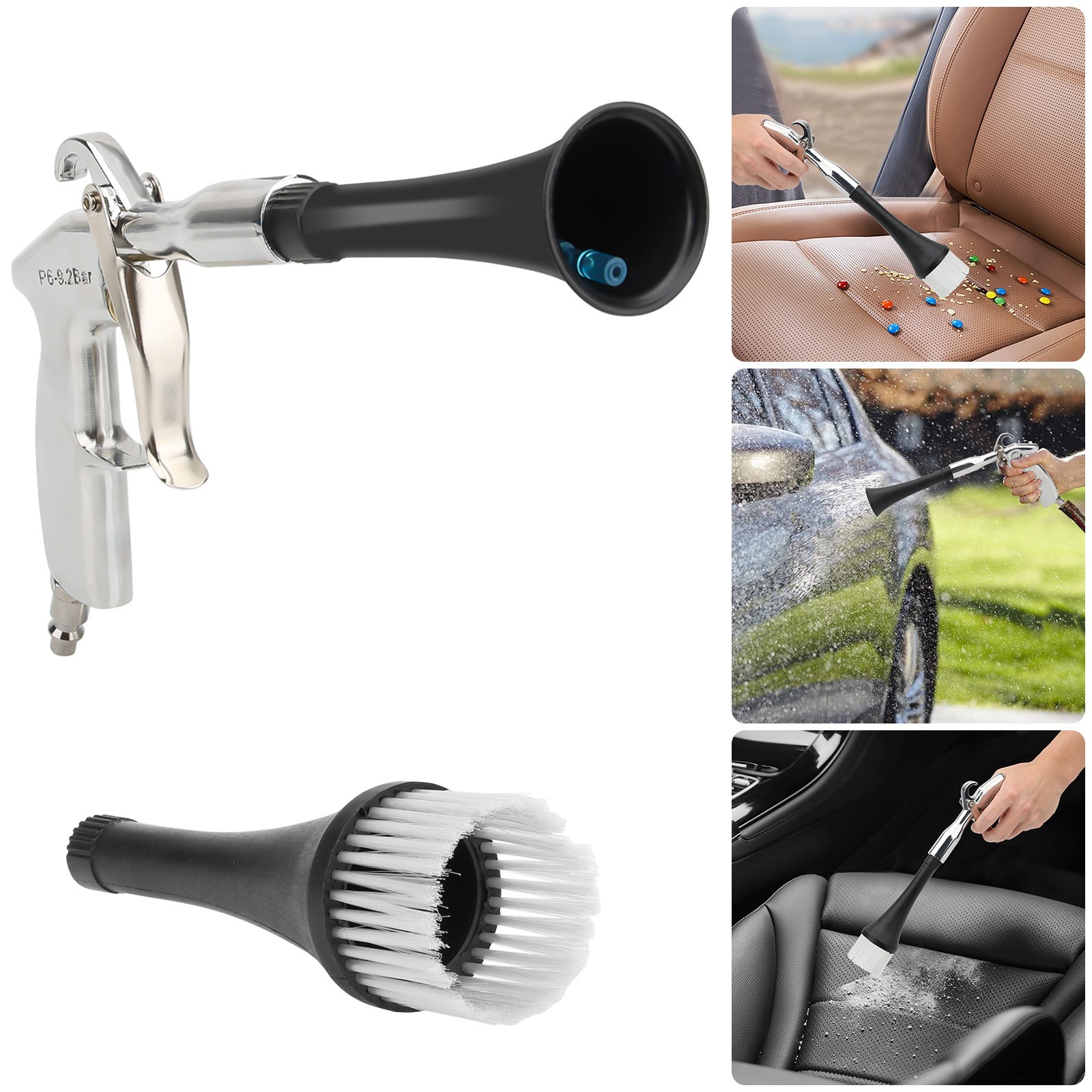 3-in-1 Car Cleaning Gun Air Blower for Carpet High Pressure with Trumpet Nozzle