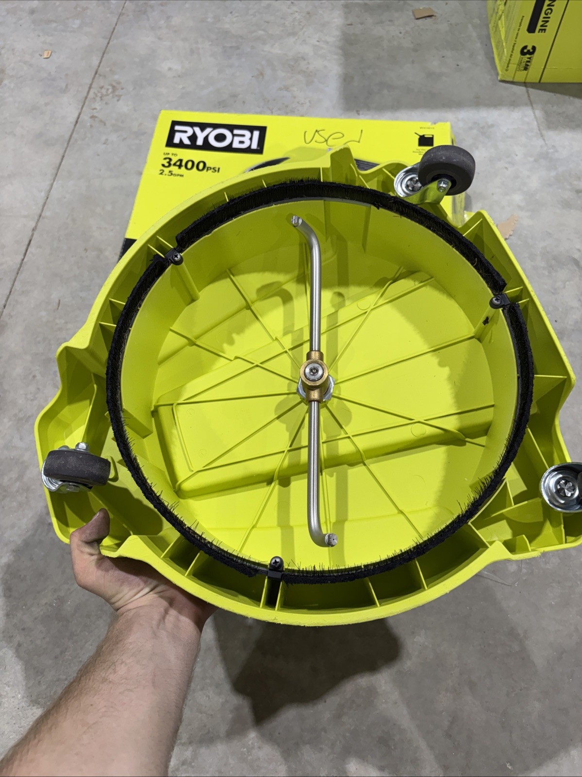 RYOBI 15 in. 3400 PSI Gas Pressure Washer Surface Cleaner with Caster Wheels