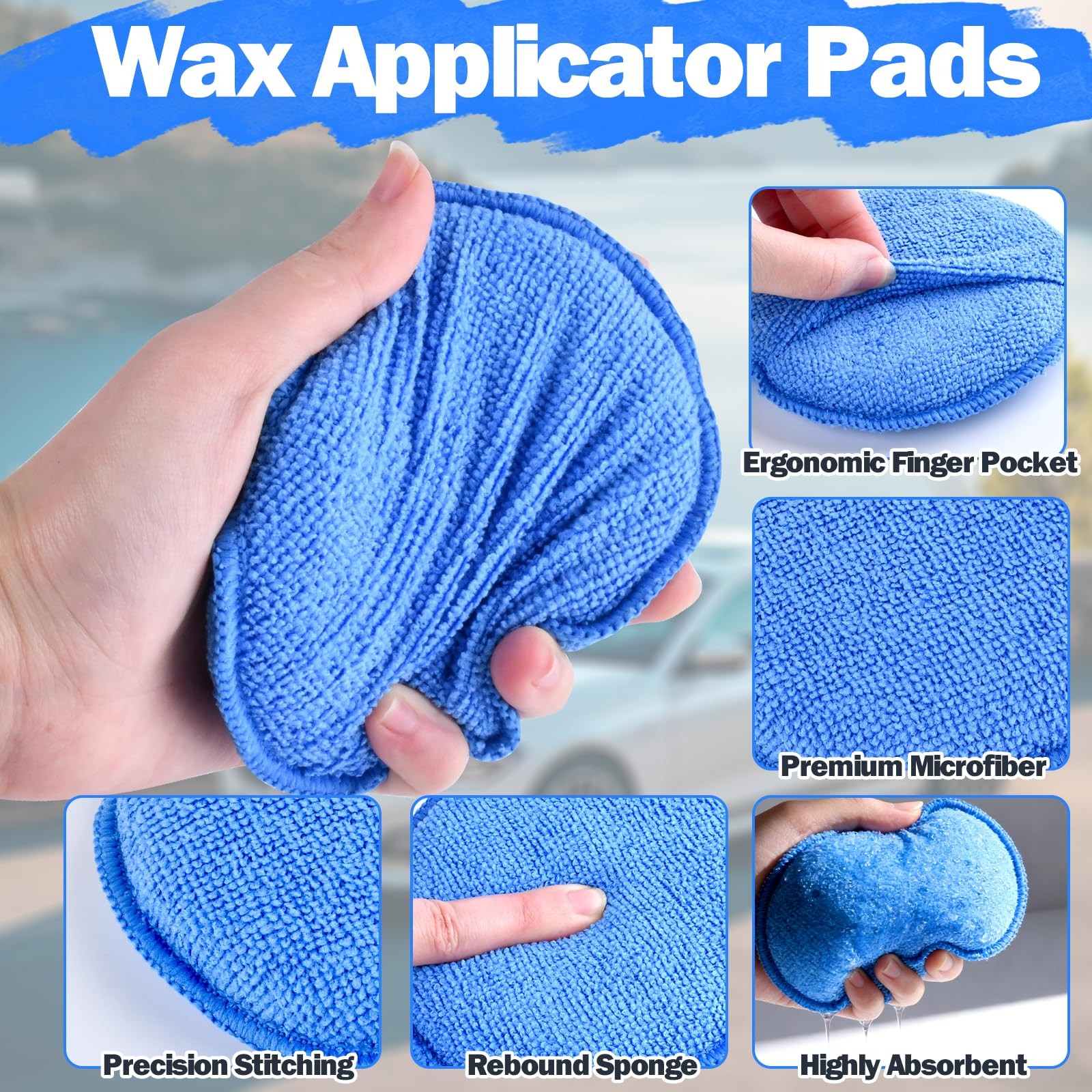 12 Pack Microfiber Wax Applicator Pads with Finger Pocket,Foam Car Wax…