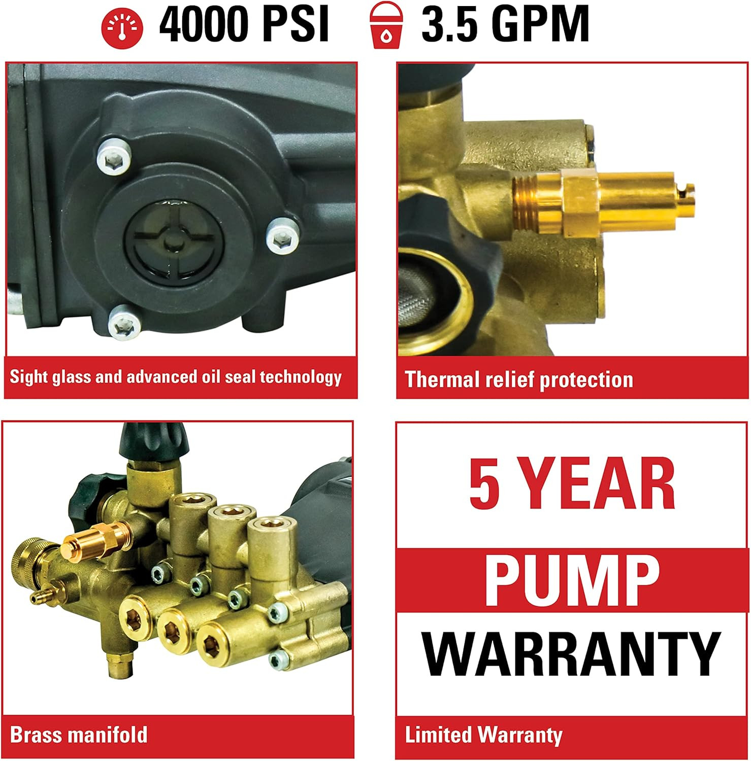 AAA 90039 Triplex Plunger Pump Kit for 4000 PSI Pressure Washers