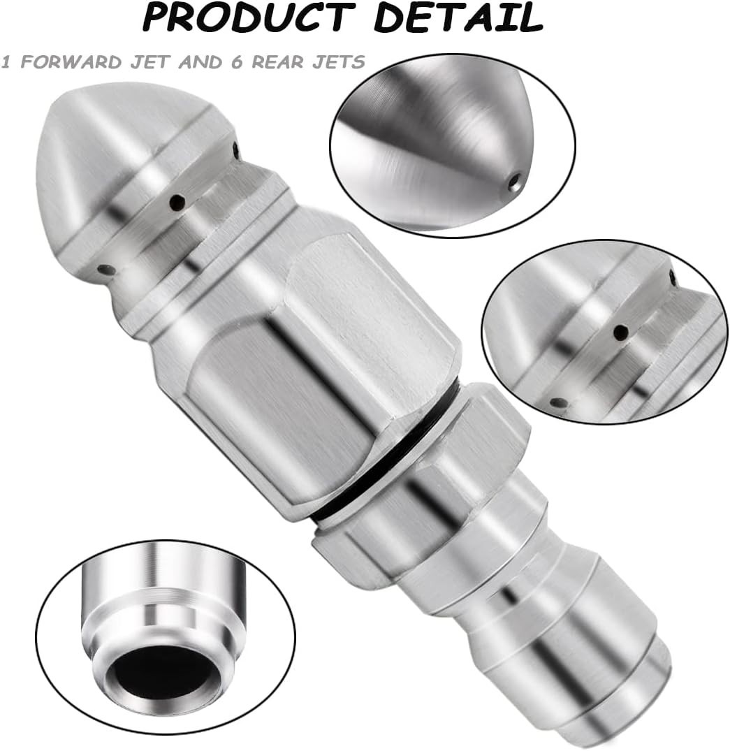 High-Performance Stainless Steel Sewer Jet Nozzle – 1/4″ Quick Connect & Durable