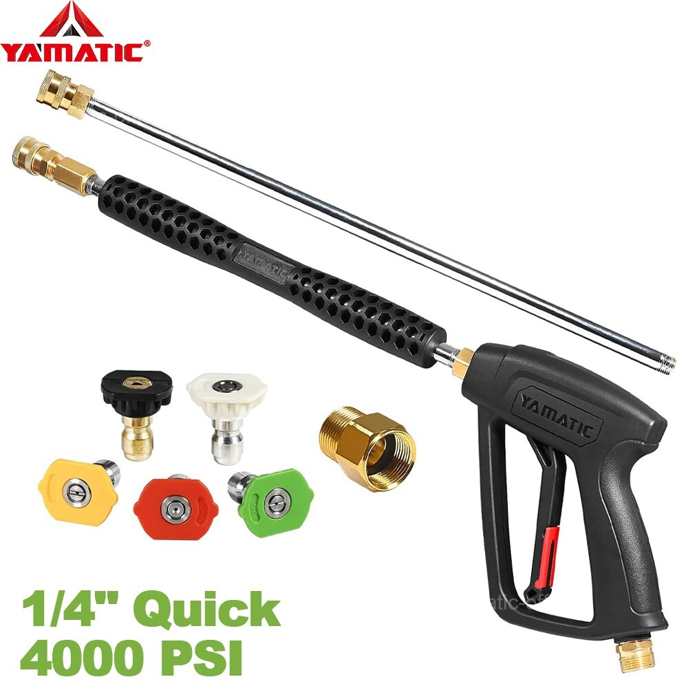YAMATIC 4000 PSI Pressure Washer Wand and Gun with 1/4″ Quick M22 Male Inlet