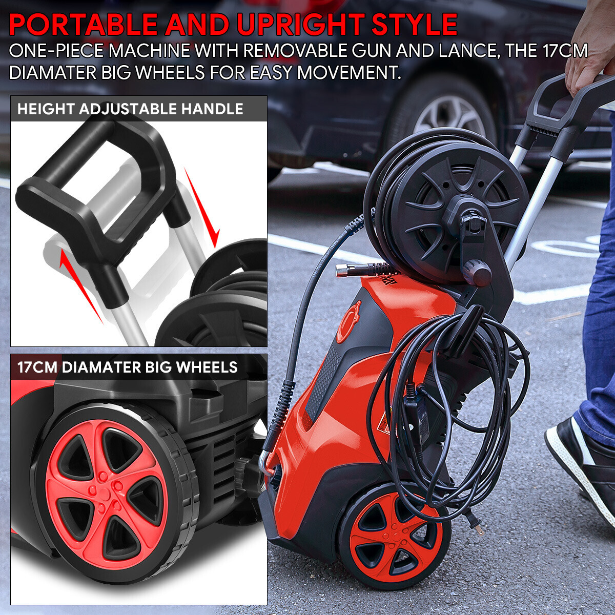 Portable High-Pressure Electric Power Cleaner Washer Machine 2176 PSI 2.4 GPM