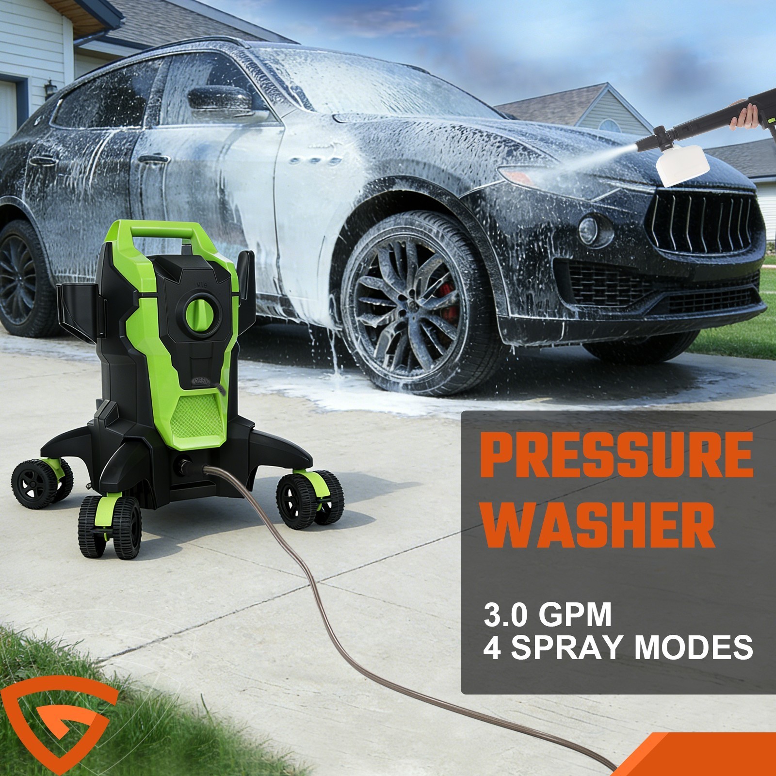 Max 2500 PSI Pressure Washer 110V Electric Power Washer with 52FT Hose,nozzle US