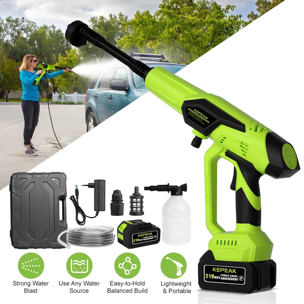 KEPEAK 1450PSI Cordless Pressure Washer Portable Power Cleaner W/6-in-1 Nozzle
