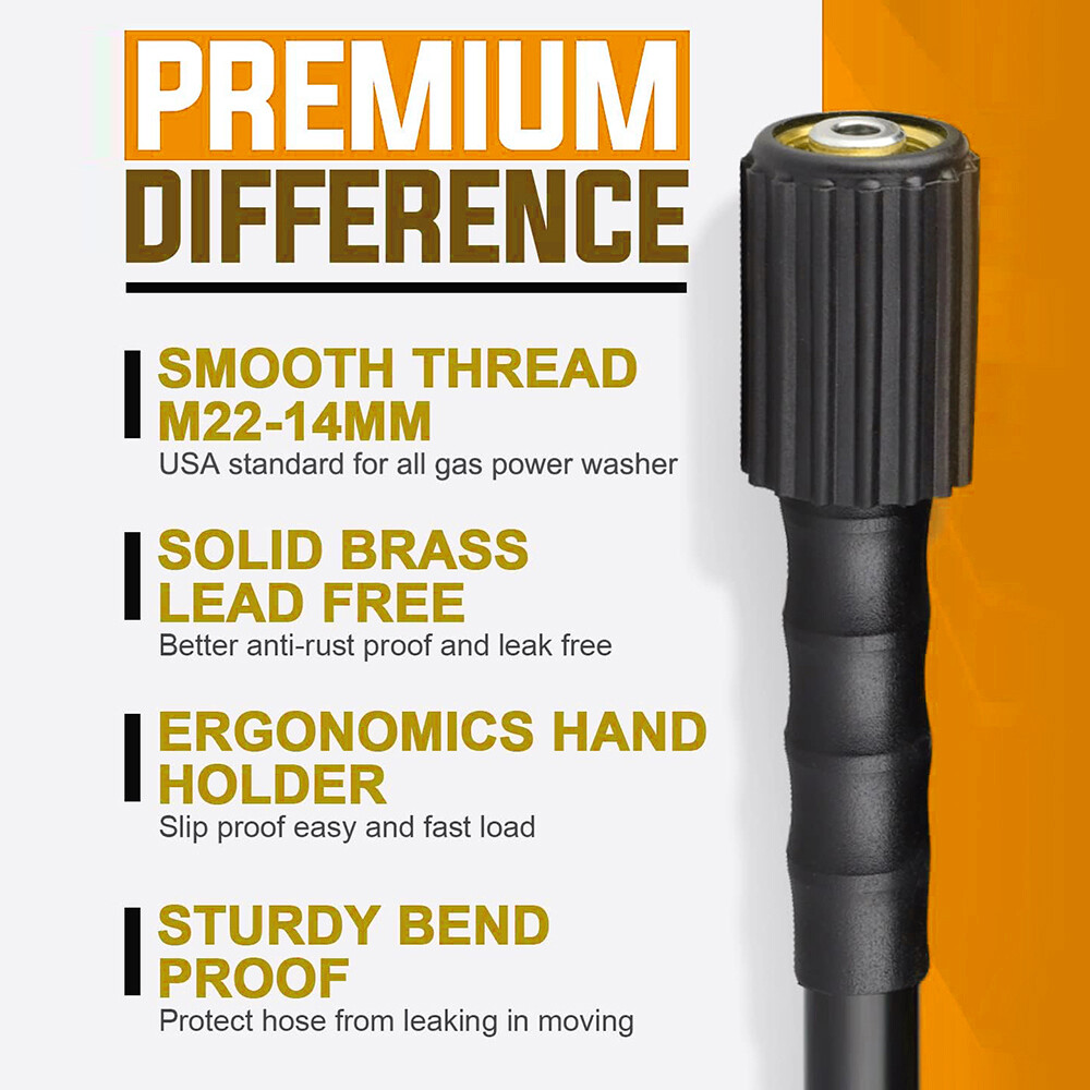 YAMATIC Pressure Washer Hose Kink-free 1/4″ Power Washer Hose M22-14mm 3200 PSI