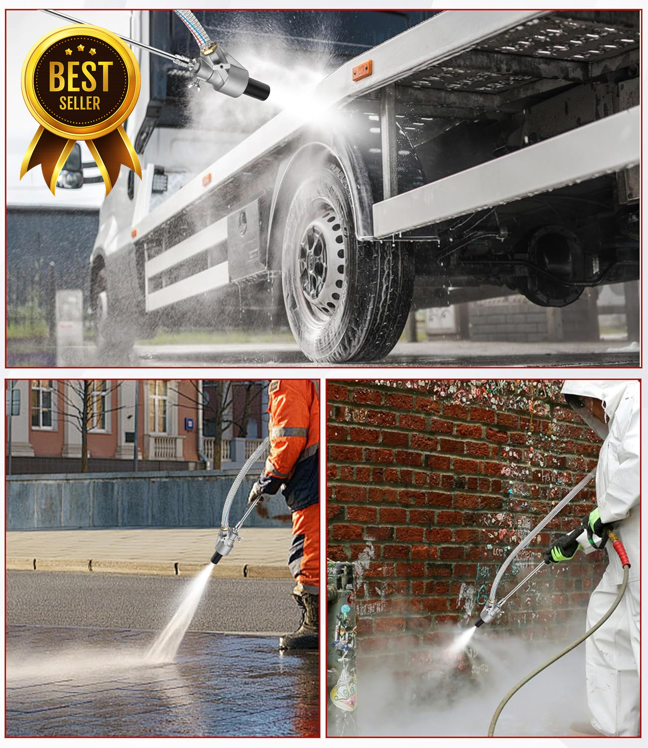 Pressure Washer Sandblasting Kit 5000 PSI Wet Sand Blaster Attachment 8.0 GPM Po