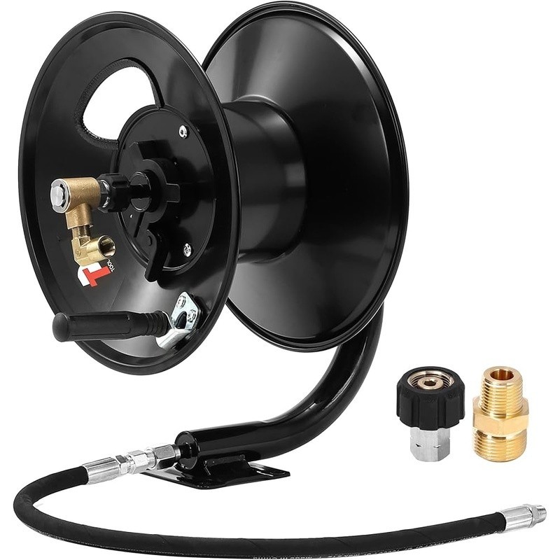 Heavy Duty Pressure Washer Hose Reel 100ft Steel Frame Corrosion Resistant New